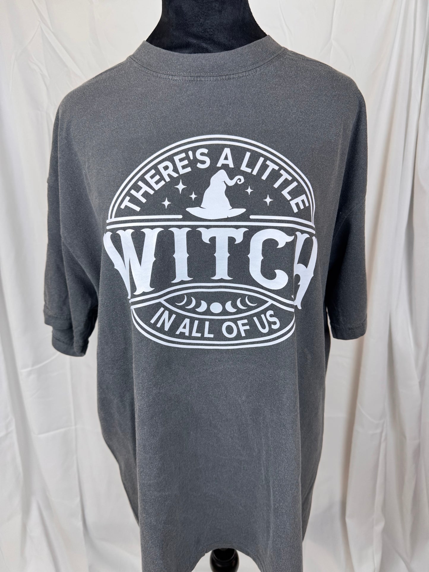 There's A Little Witch In All Of Us, Comfort Colors Pepper T-shirt, Unisex Crew Neck, Dtf transferred design