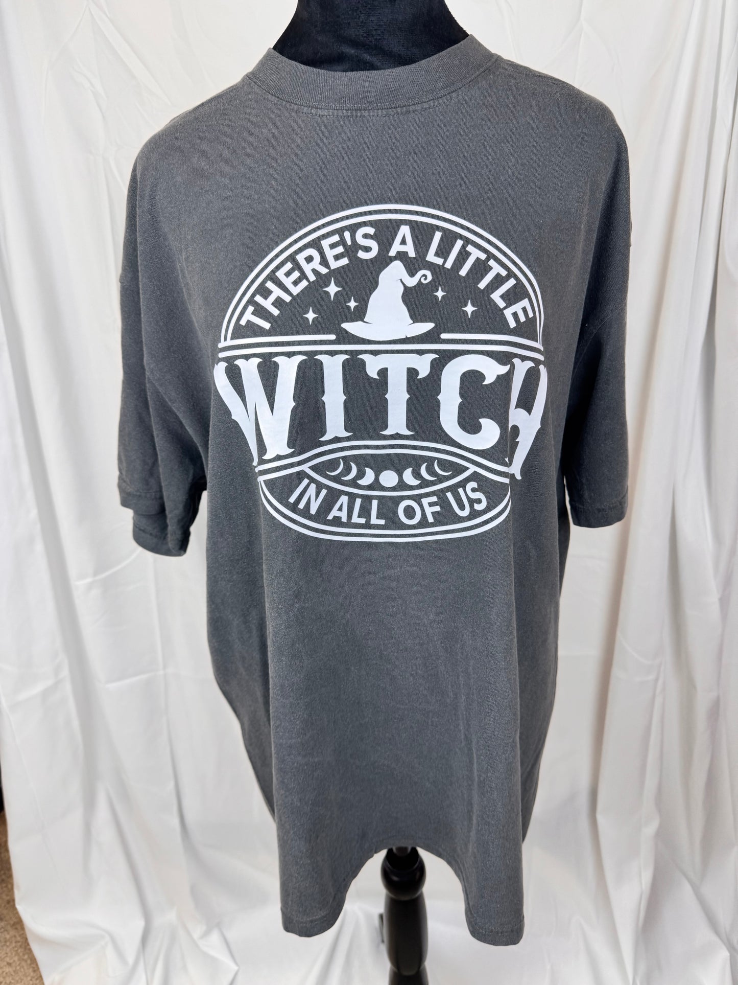 There's A Little Witch In All Of Us, Comfort Colors Pepper T-shirt, Unisex Crew Neck, Dtf transferred design