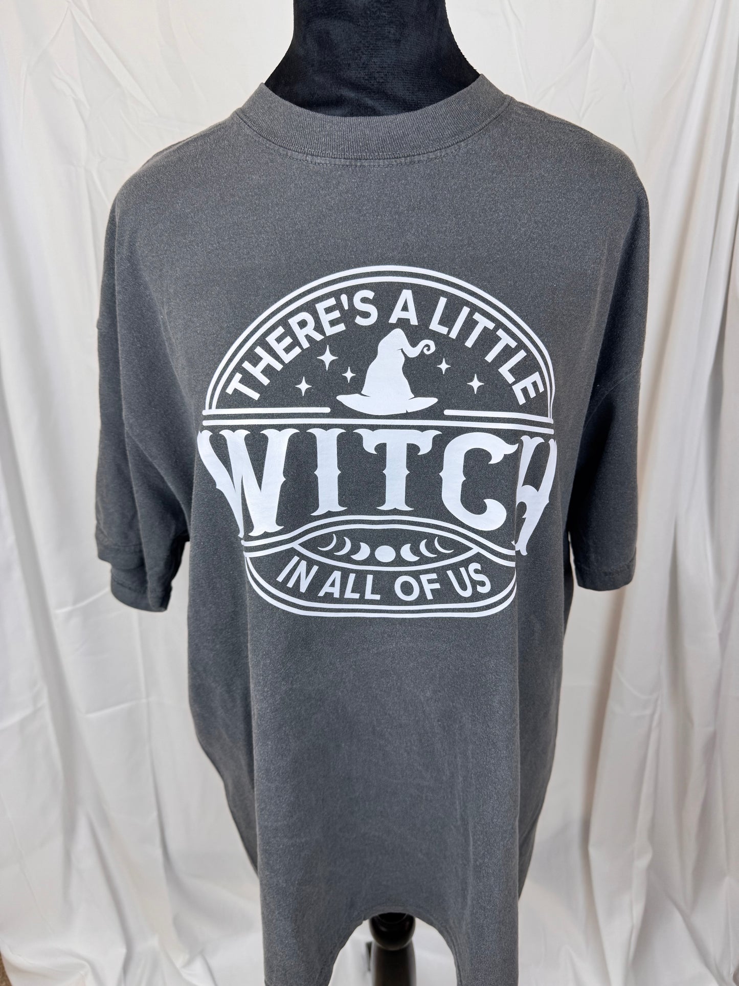 There's A Little Witch In All Of Us, Comfort Colors Pepper T-shirt, Unisex Crew Neck, Dtf transferred design