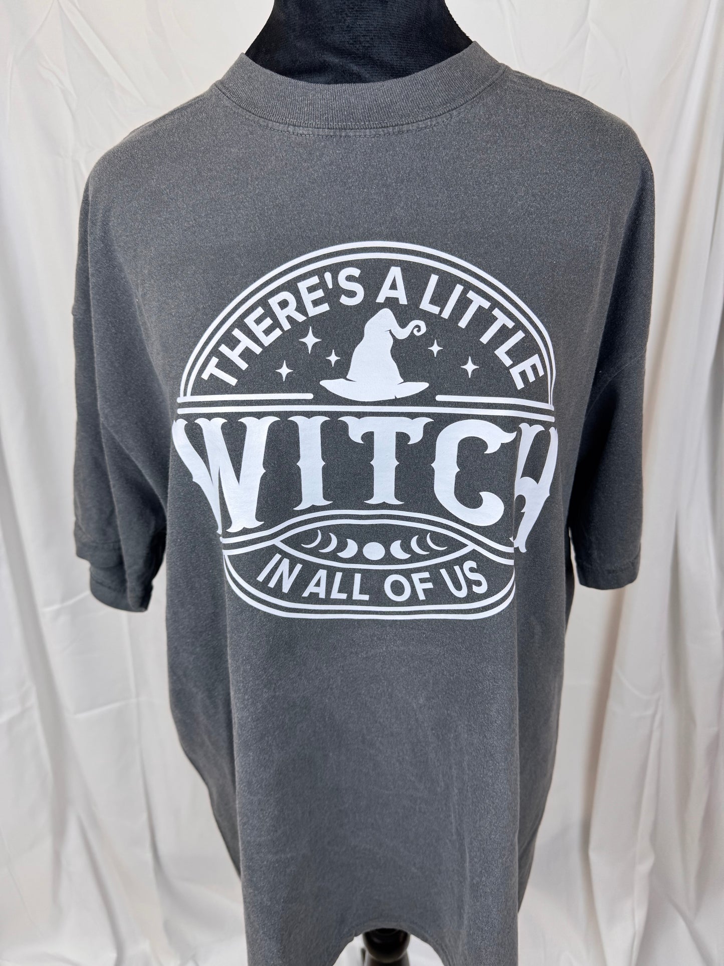 There's A Little Witch In All Of Us, Comfort Colors Pepper T-shirt, Unisex Crew Neck, Dtf transferred design