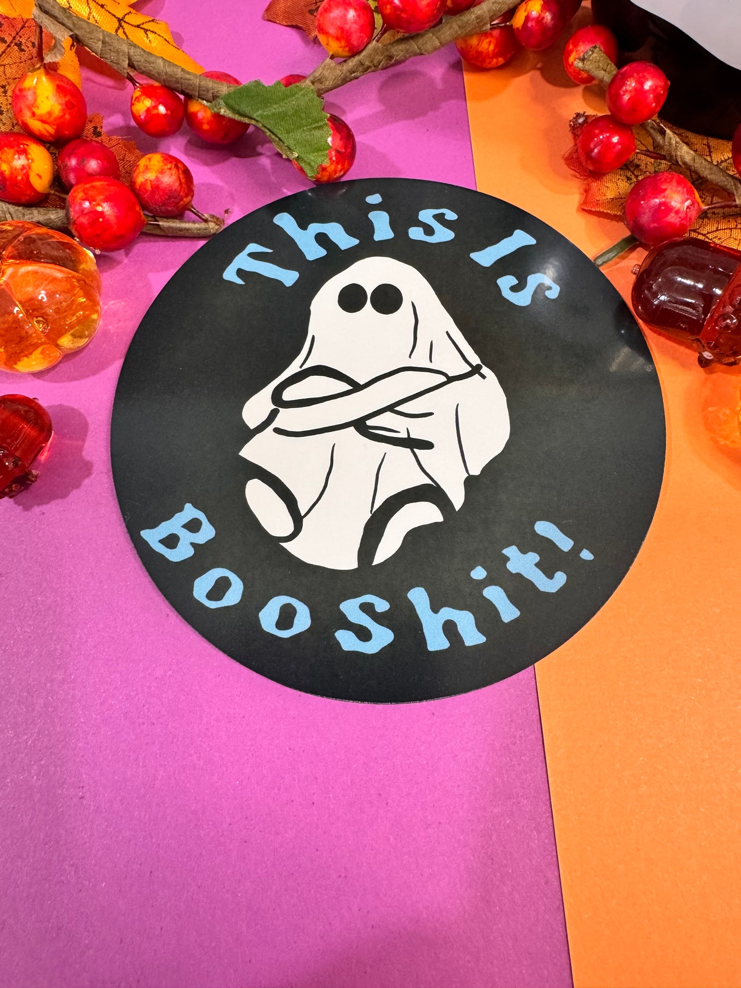 This Is BooShit Angry Ghost, Round 4x4 Hardboard Sublimated Coaster For Fall