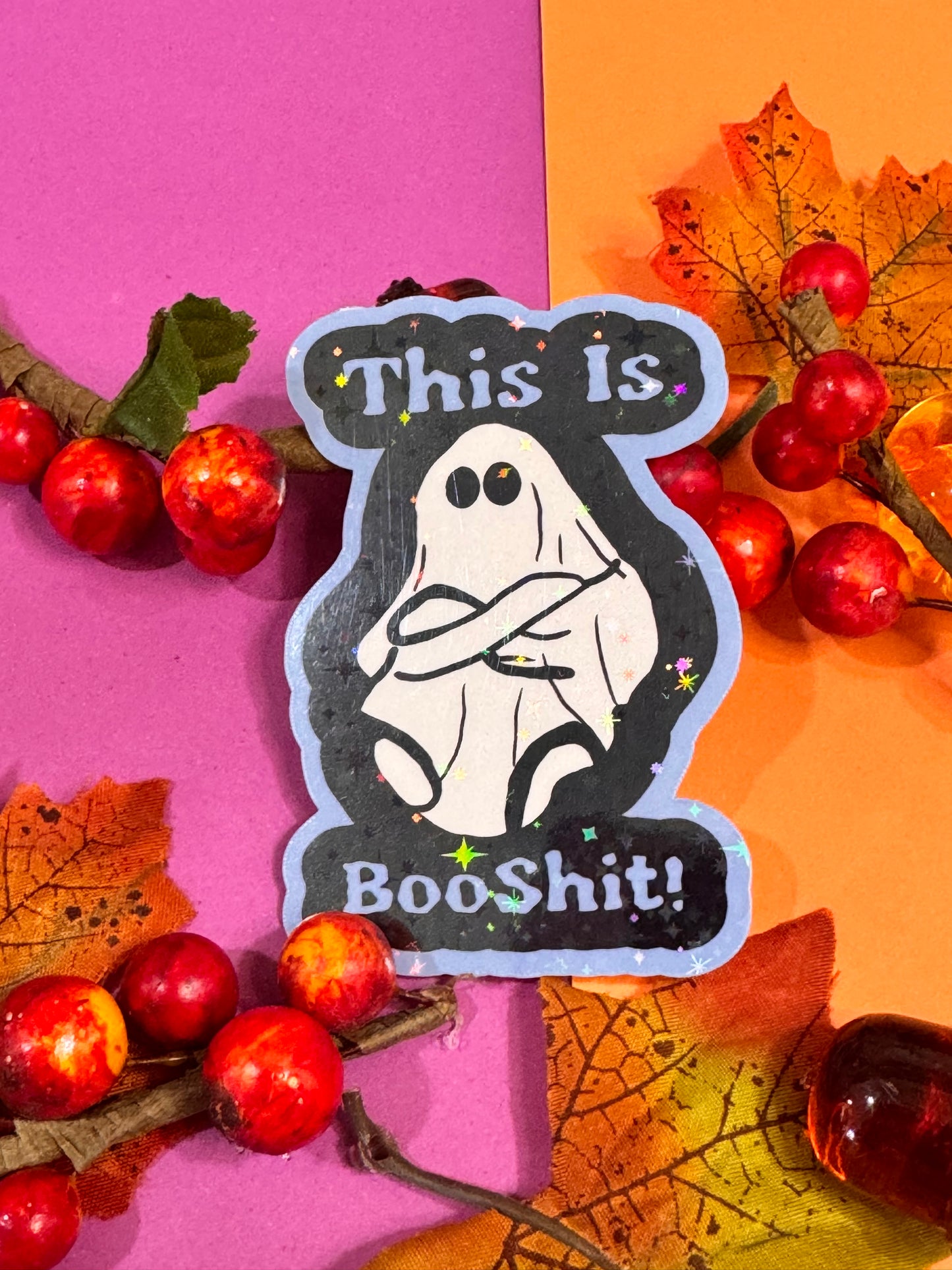 This Is Booshit Angry Ghost Halloween Die Cut Sticker