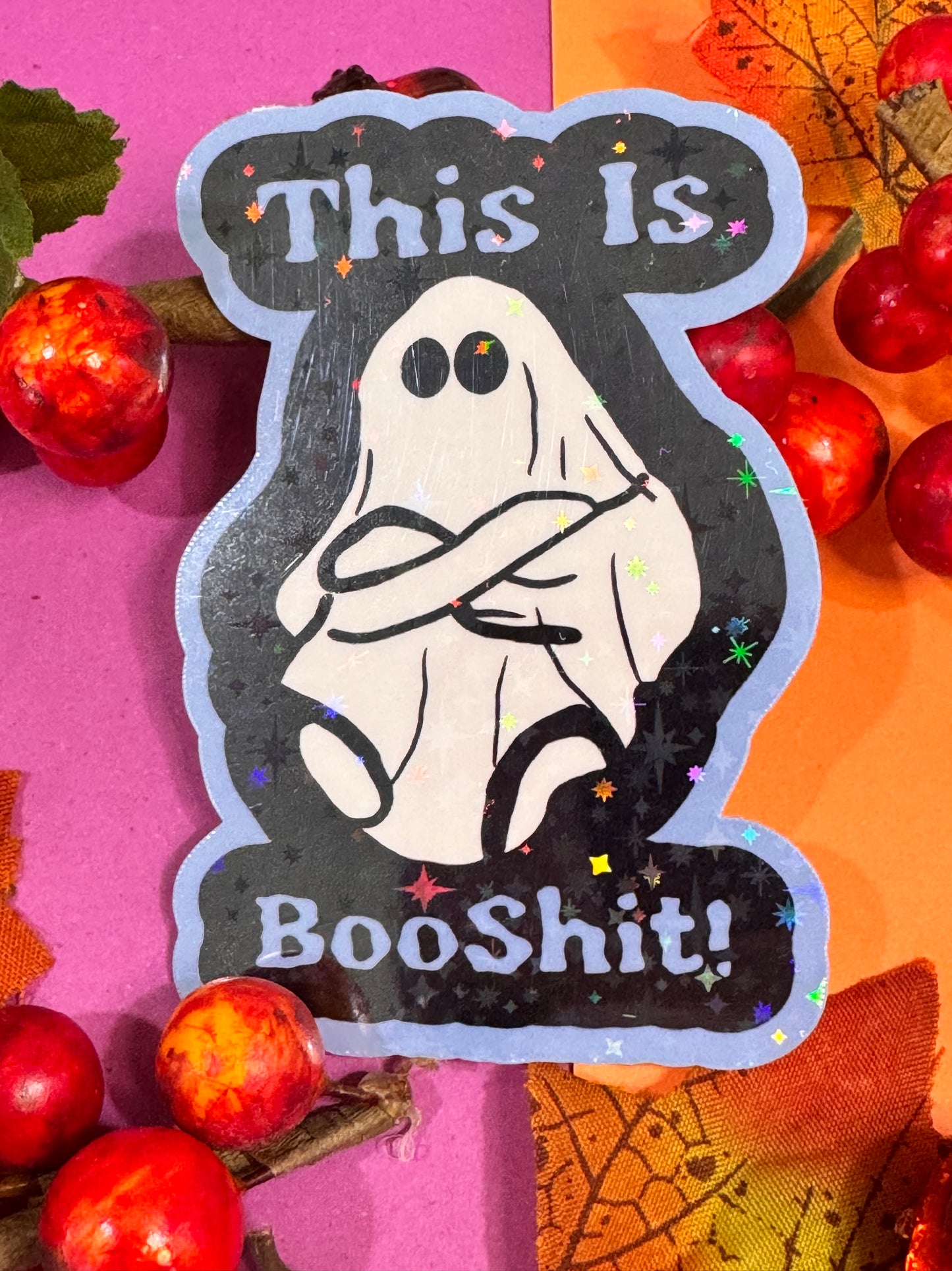 This Is Booshit Angry Ghost Halloween Die Cut Sticker