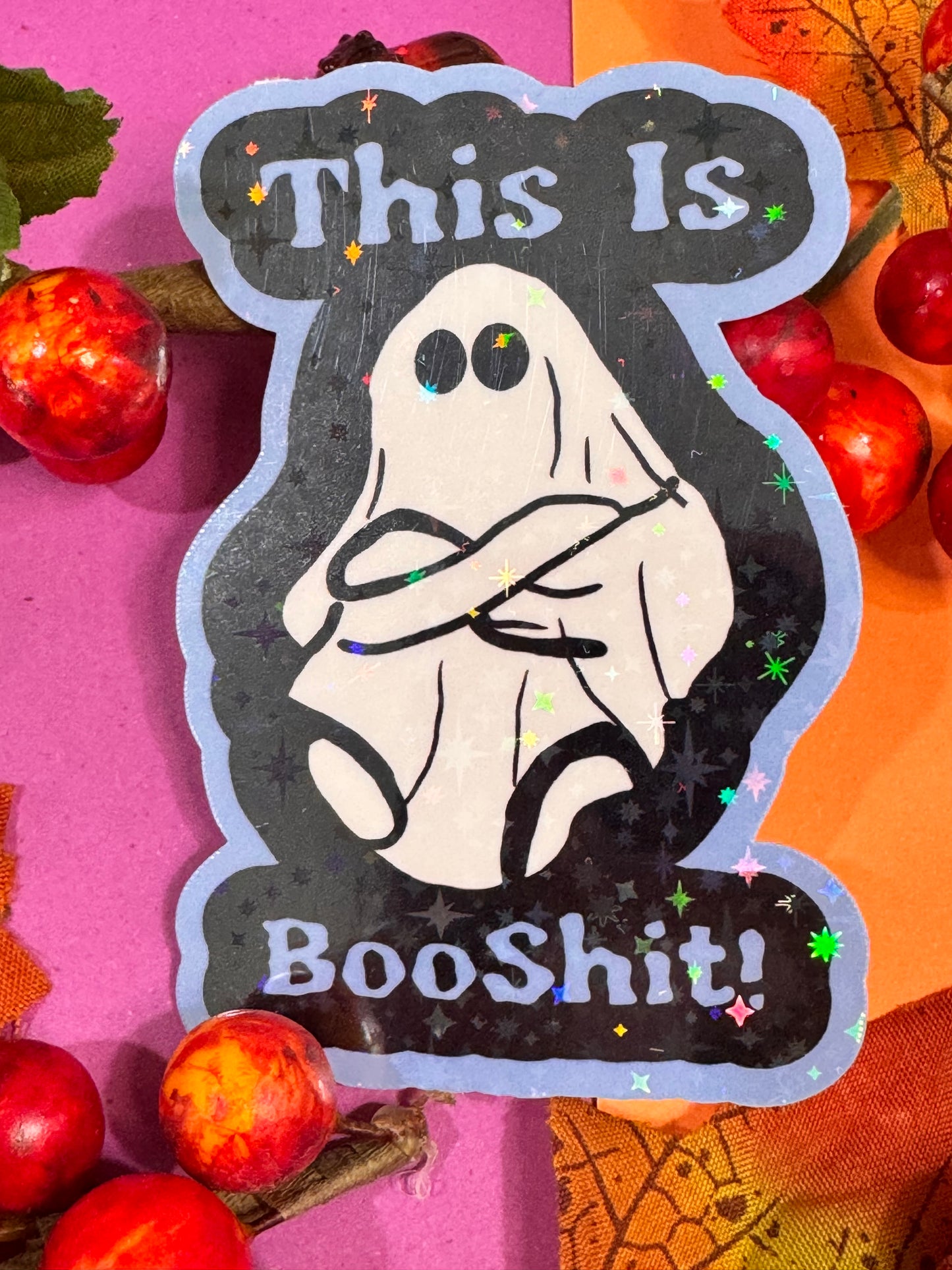 This Is Booshit Angry Ghost Halloween Die Cut Sticker