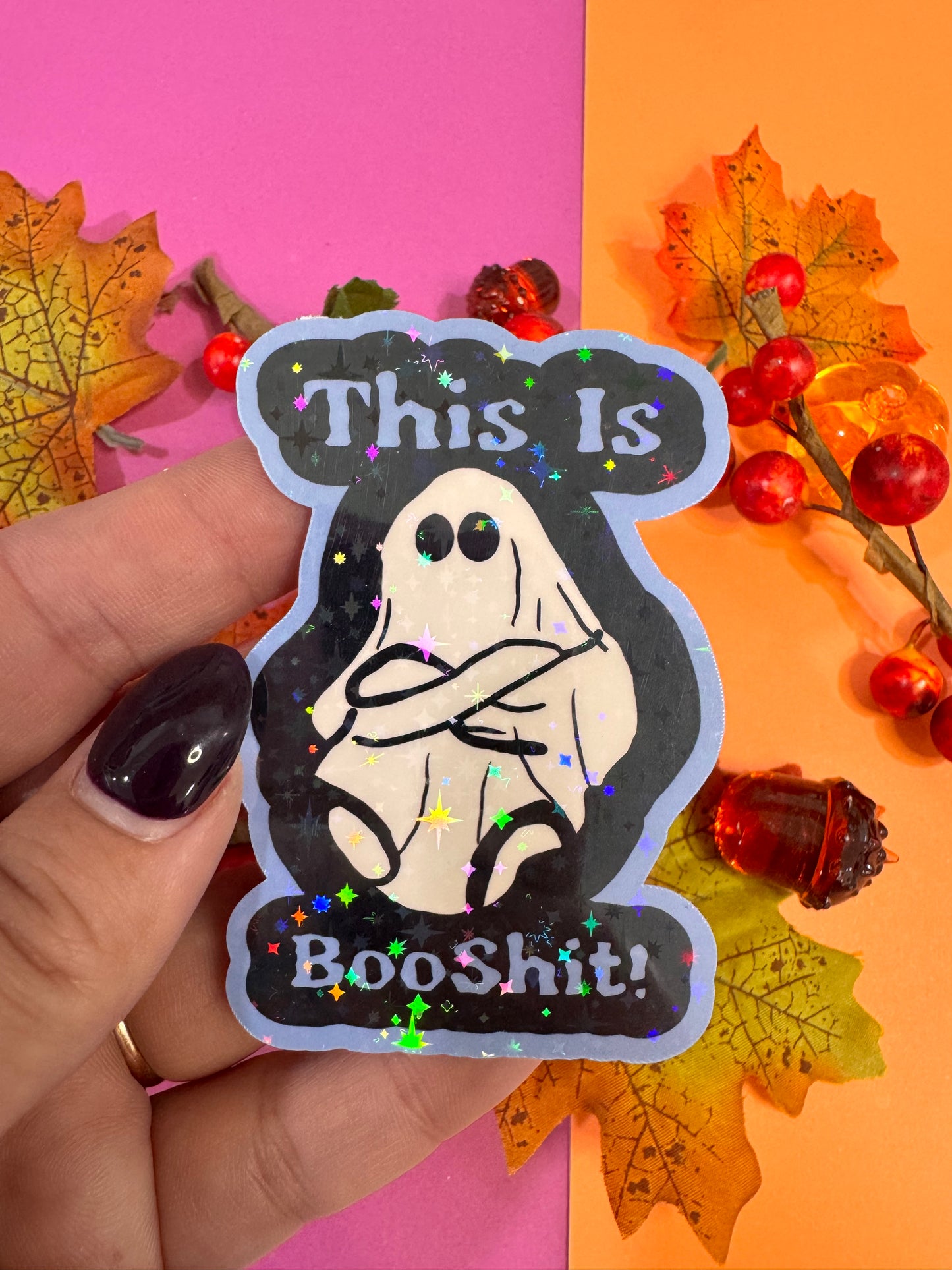 This Is Booshit Angry Ghost Halloween Die Cut Sticker