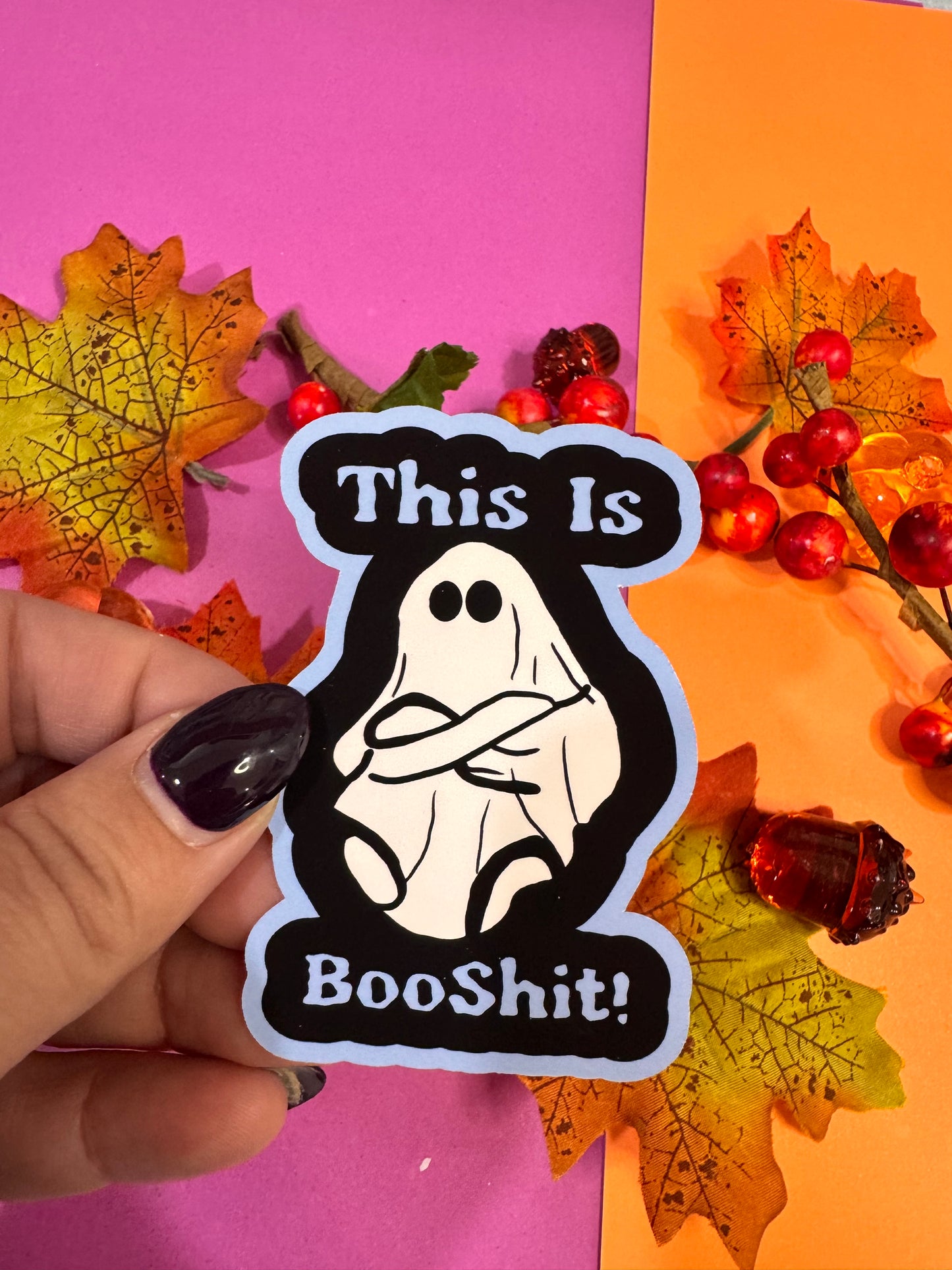 This Is Booshit Angry Ghost Halloween Die Cut Sticker