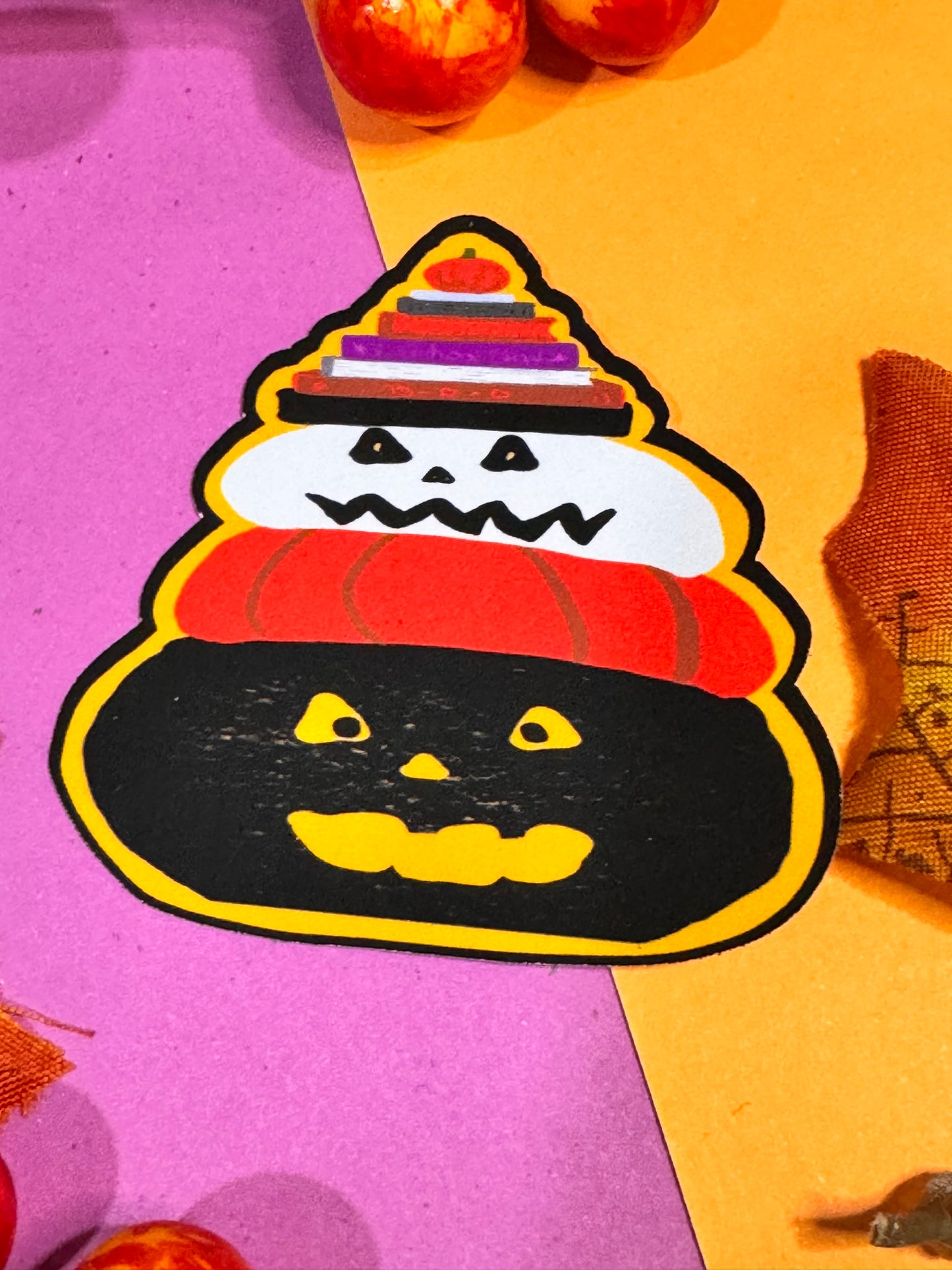 Spooky Jack-O-Lanterns Who Love To Read: Halloween Die Cut Sticker