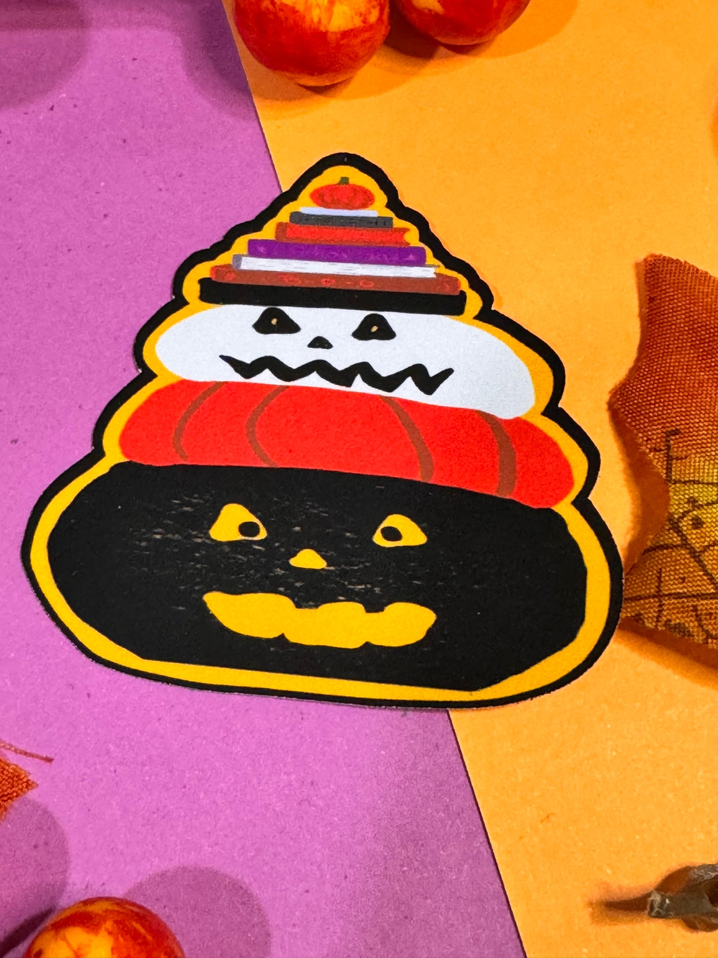 Spooky Jack-O-Lanterns Who Love To Read: Halloween Die Cut Sticker