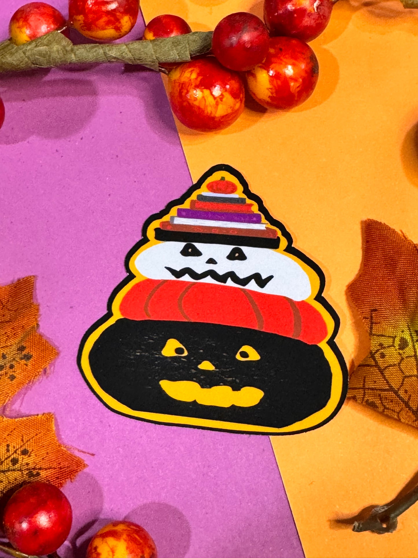 Spooky Jack-O-Lanterns Who Love To Read: Halloween Die Cut Sticker