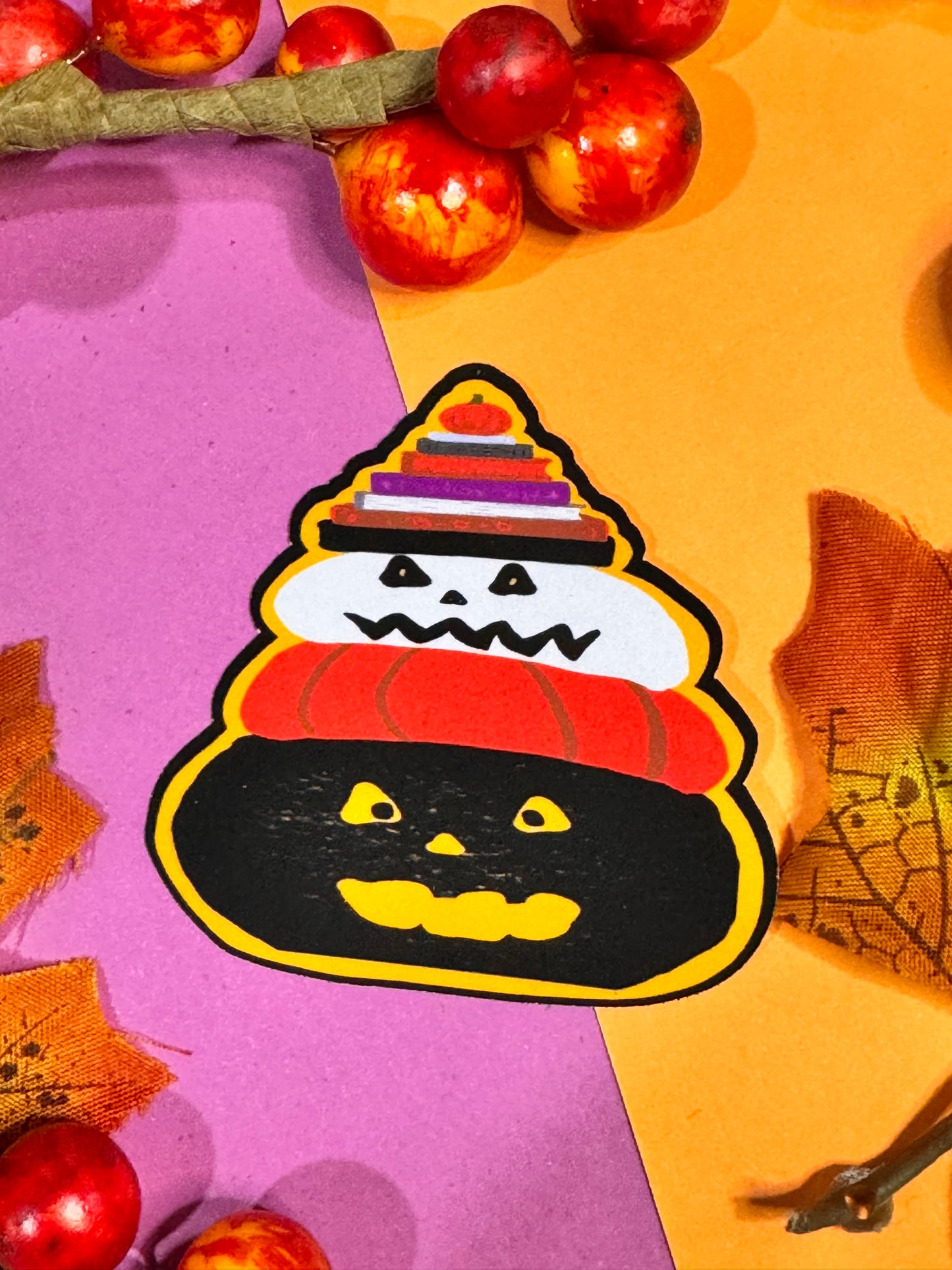 Spooky Jack-O-Lanterns Who Love To Read: Halloween Die Cut Sticker