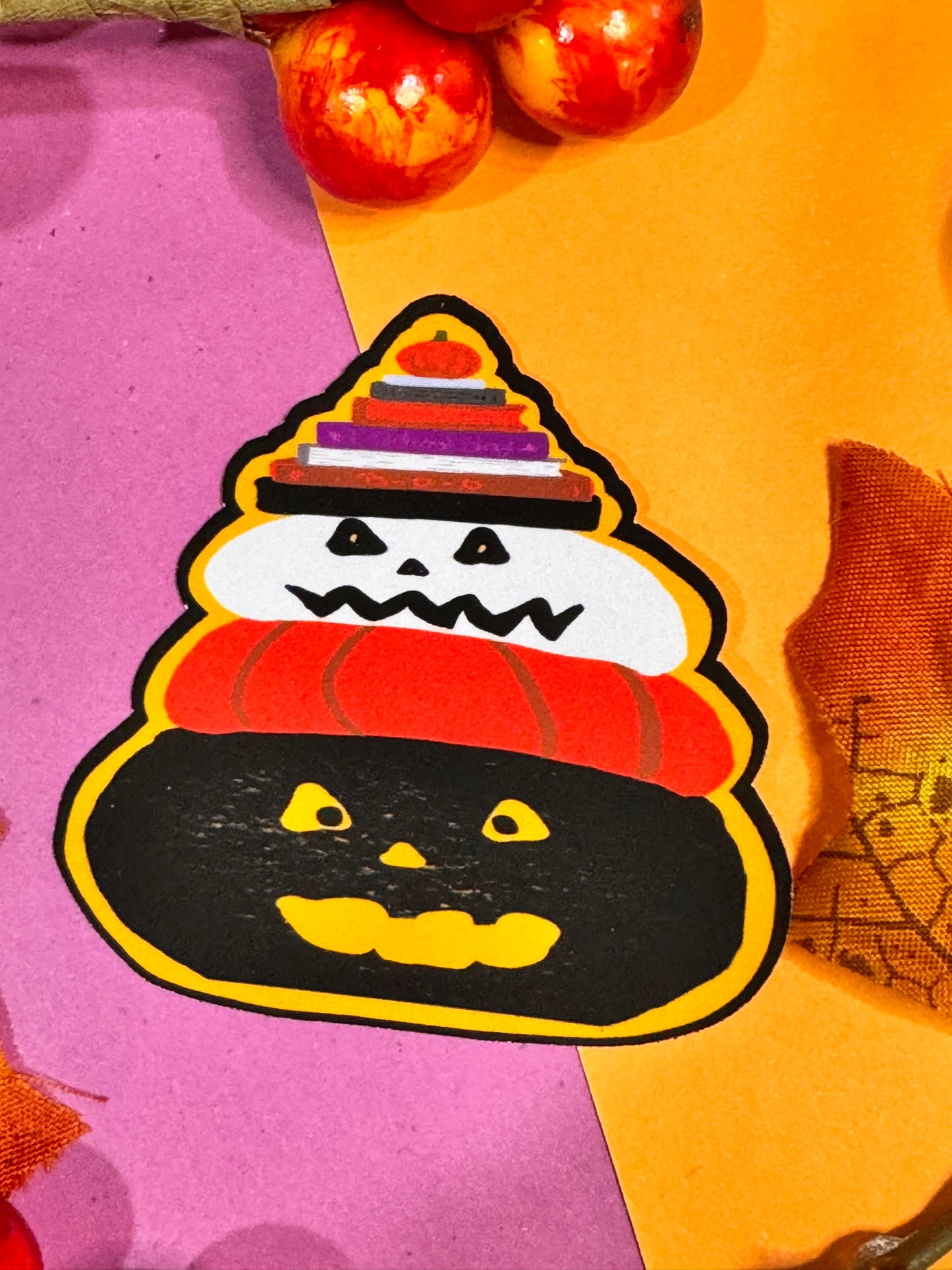 Spooky Jack-O-Lanterns Who Love To Read: Halloween Die Cut Sticker