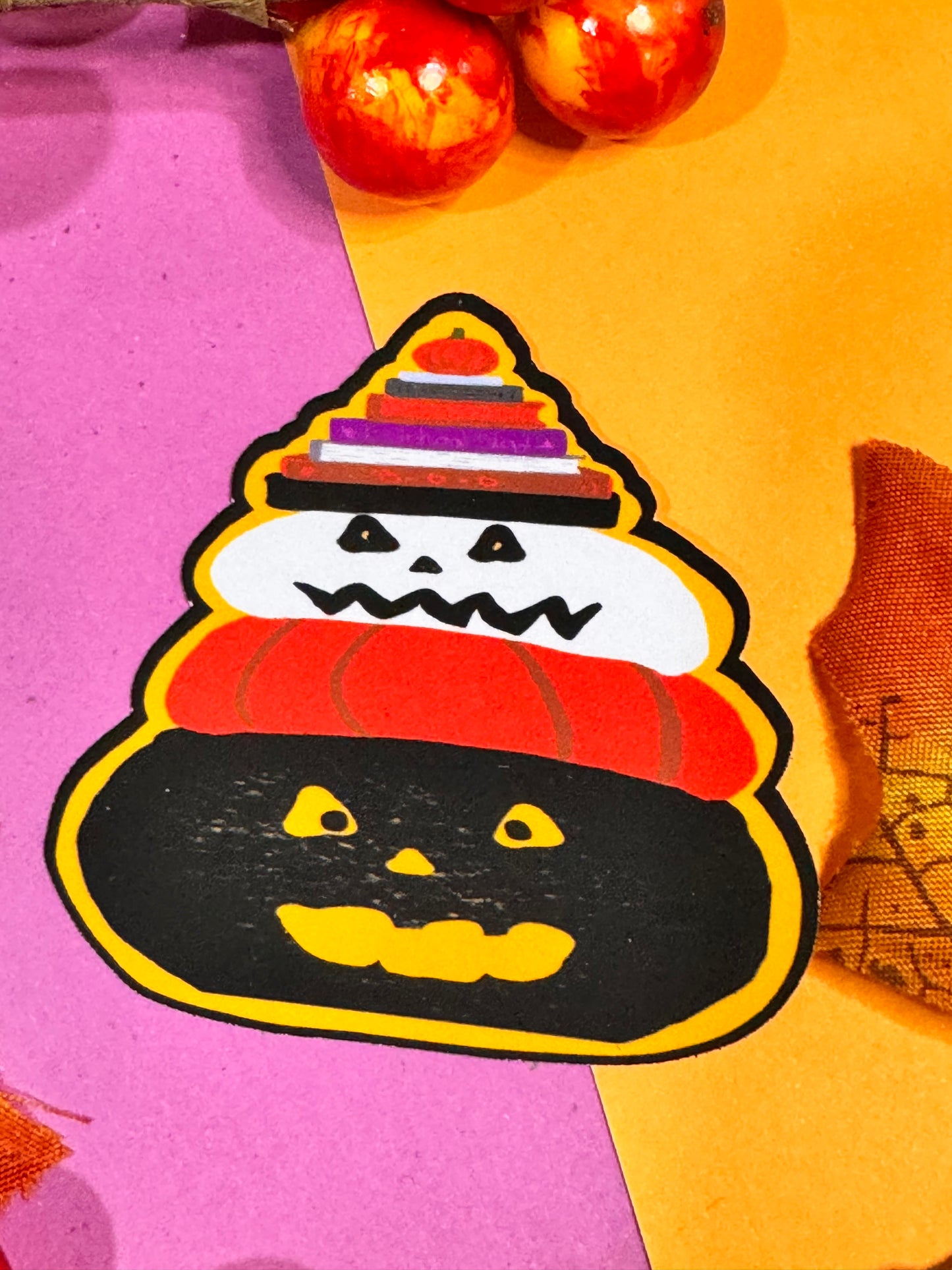 Spooky Jack-O-Lanterns Who Love To Read: Halloween Die Cut Sticker