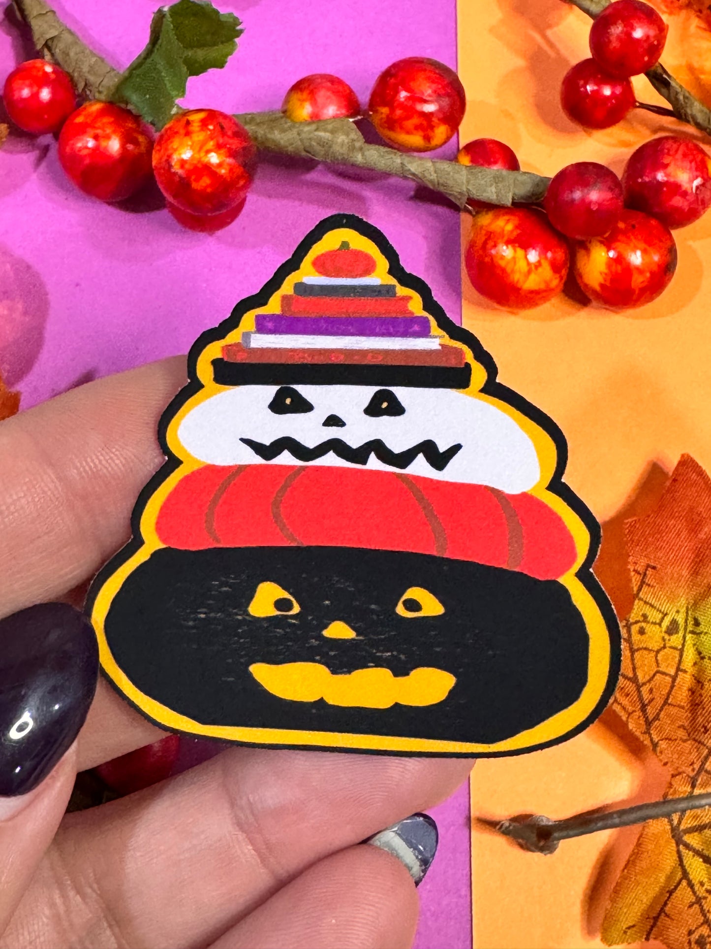 Spooky Jack-O-Lanterns Who Love To Read: Halloween Die Cut Sticker