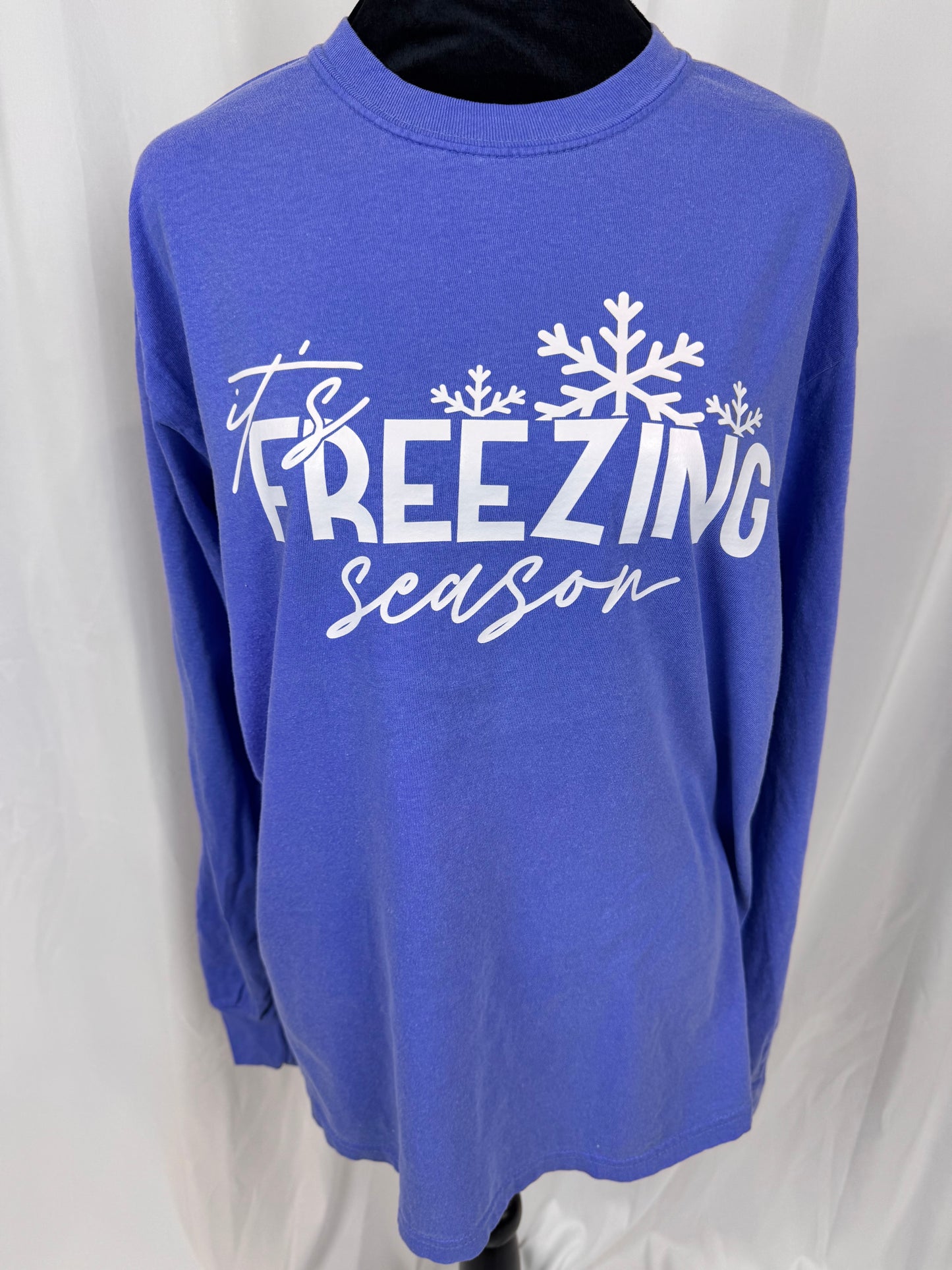 Christmas Long Sleeve T-shirt, It's Freezing Season, Comfort Colors Tee Flo Blue, I'm Always Cold, Holiday Apparel, Seasonal Tops