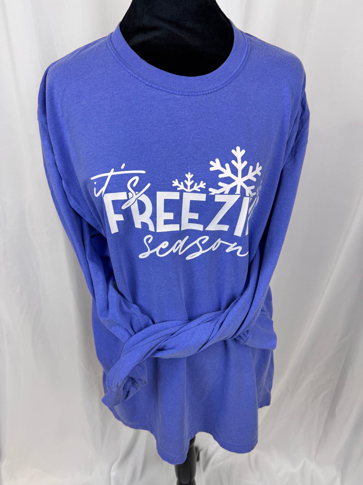 Christmas Long Sleeve T-shirt, It's Freezing Season, Comfort Colors Tee Flo Blue, I'm Always Cold, Holiday Apparel, Seasonal Tops