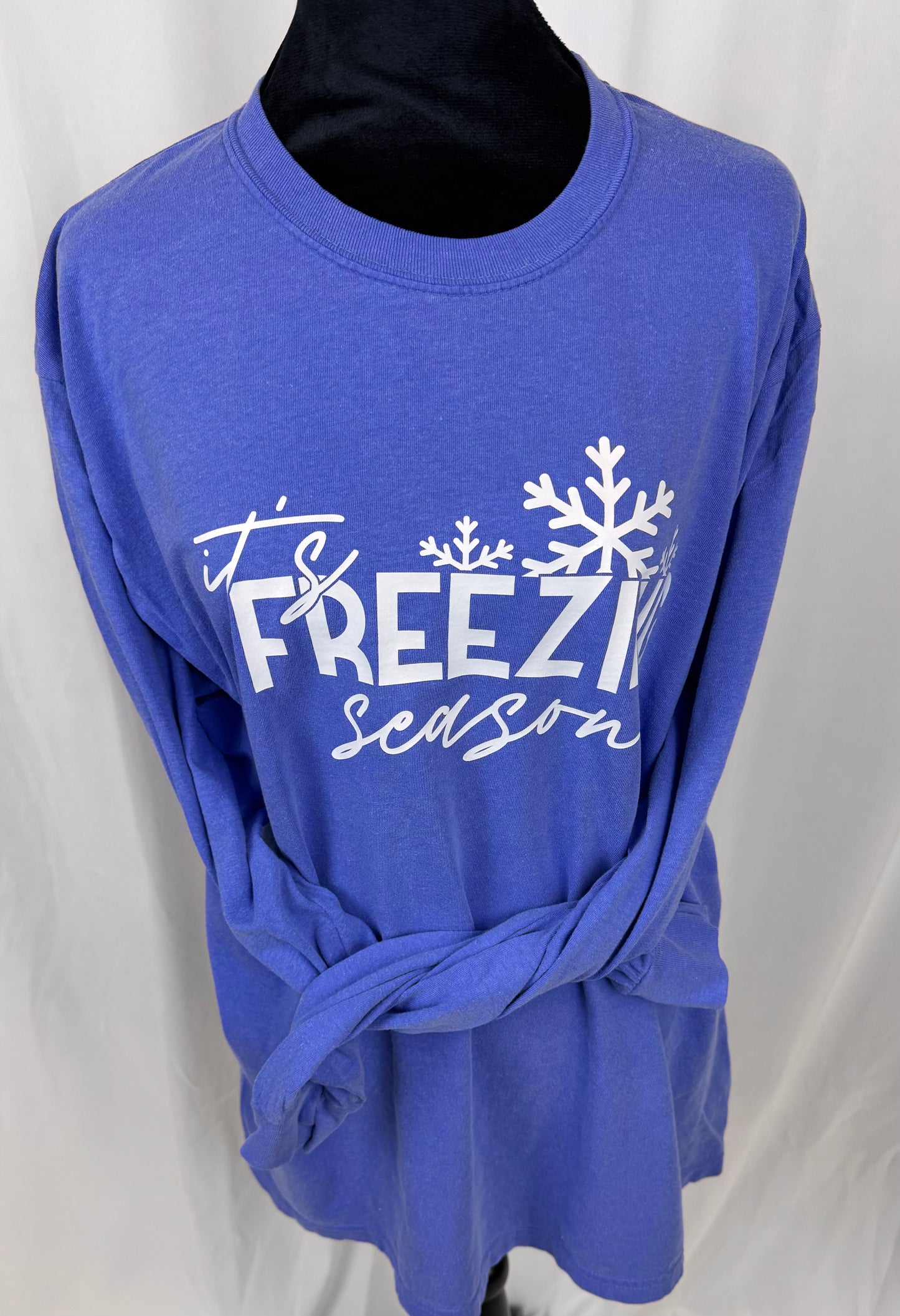 Christmas Long Sleeve T-shirt, It's Freezing Season, Comfort Colors Tee Flo Blue, I'm Always Cold, Holiday Apparel, Seasonal Tops