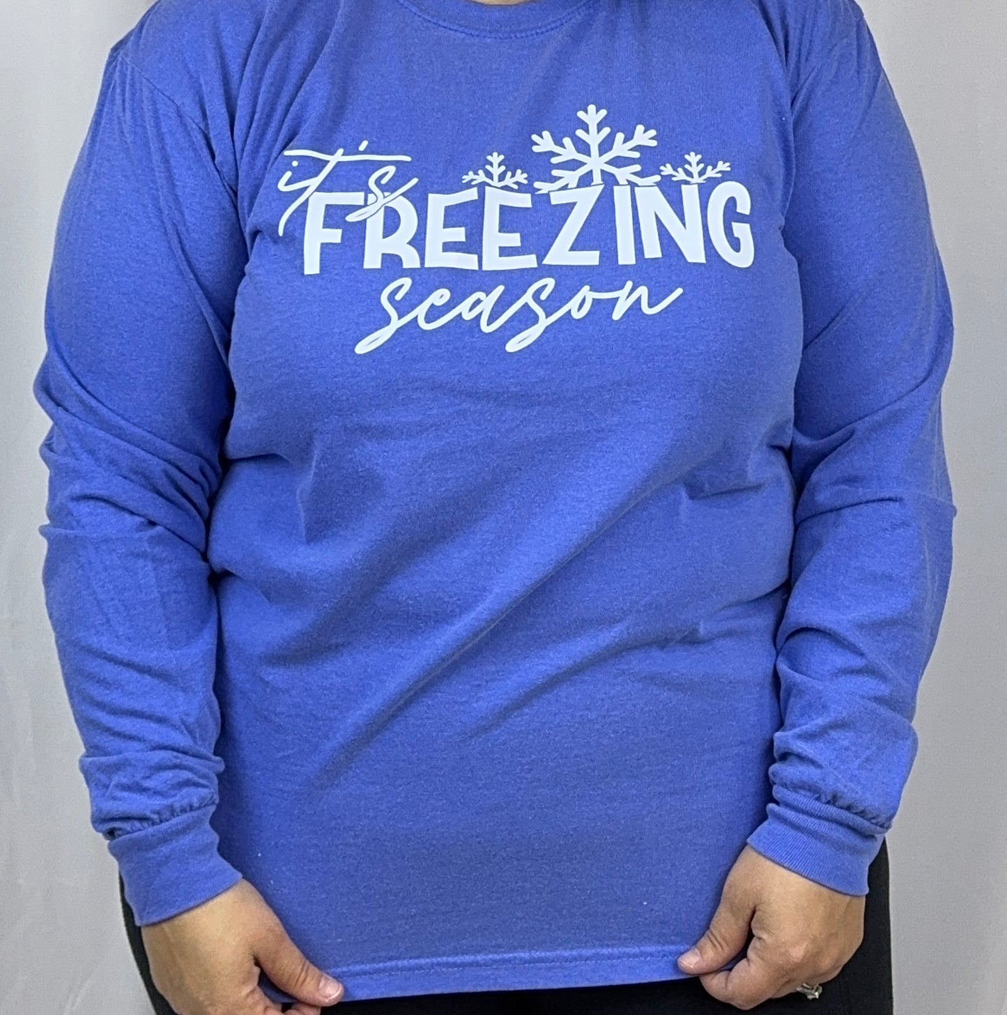 Christmas Long Sleeve T-shirt, It's Freezing Season, Comfort Colors Tee Flo Blue, I'm Always Cold, Holiday Apparel, Seasonal Tops