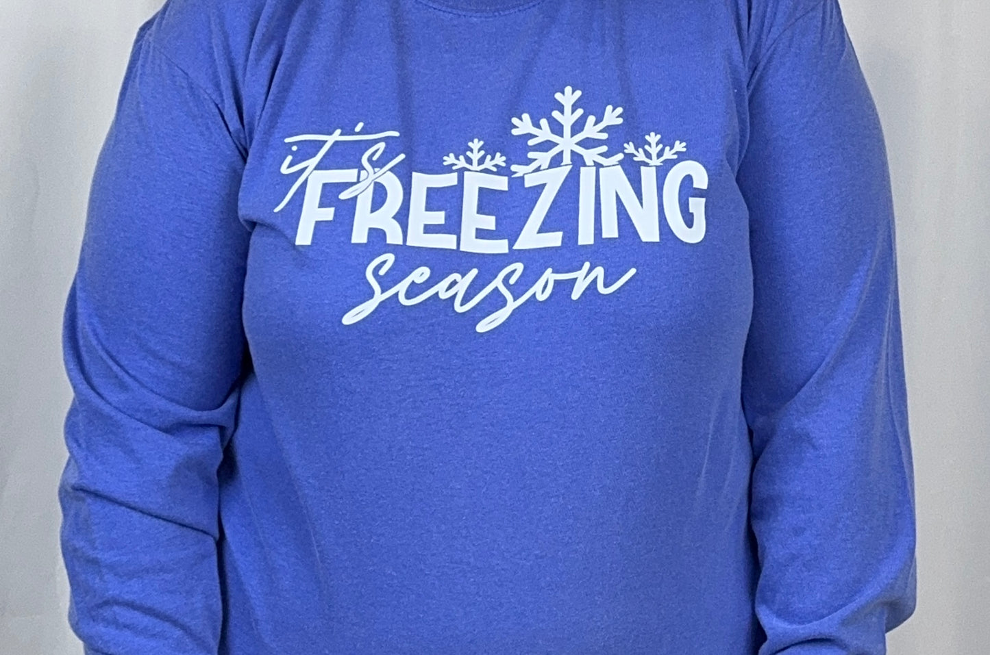 Christmas Long Sleeve T-shirt, It's Freezing Season, Comfort Colors Tee Flo Blue, I'm Always Cold, Holiday Apparel, Seasonal Tops