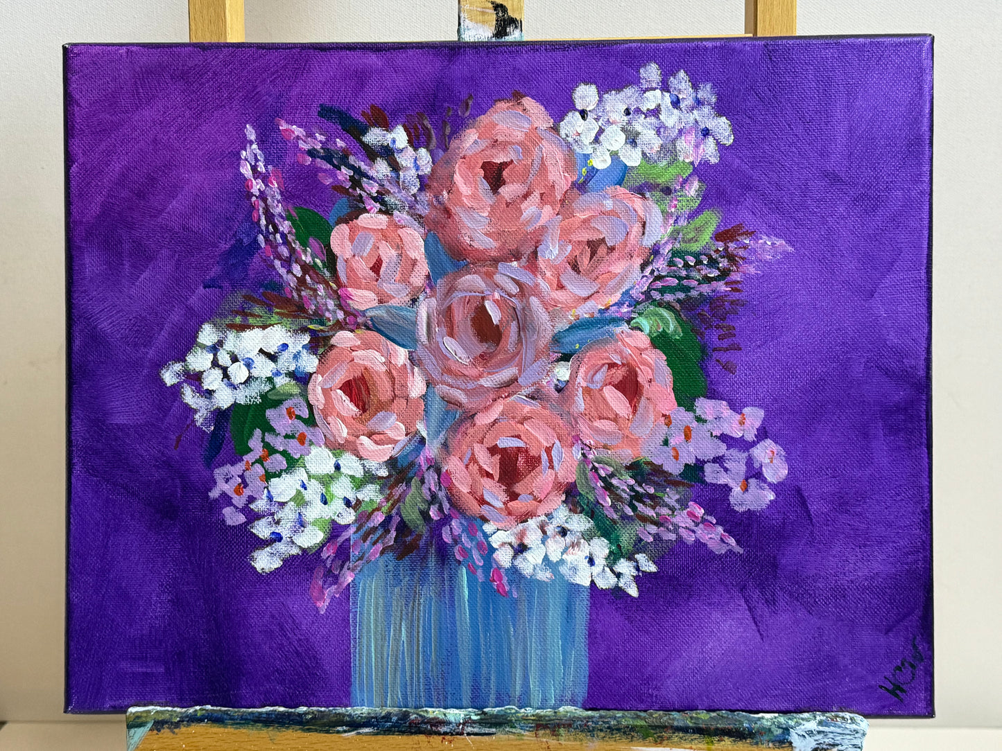 Flower Wall Hanging, Flowers for Mom, Mother's Day Acrylic Painting