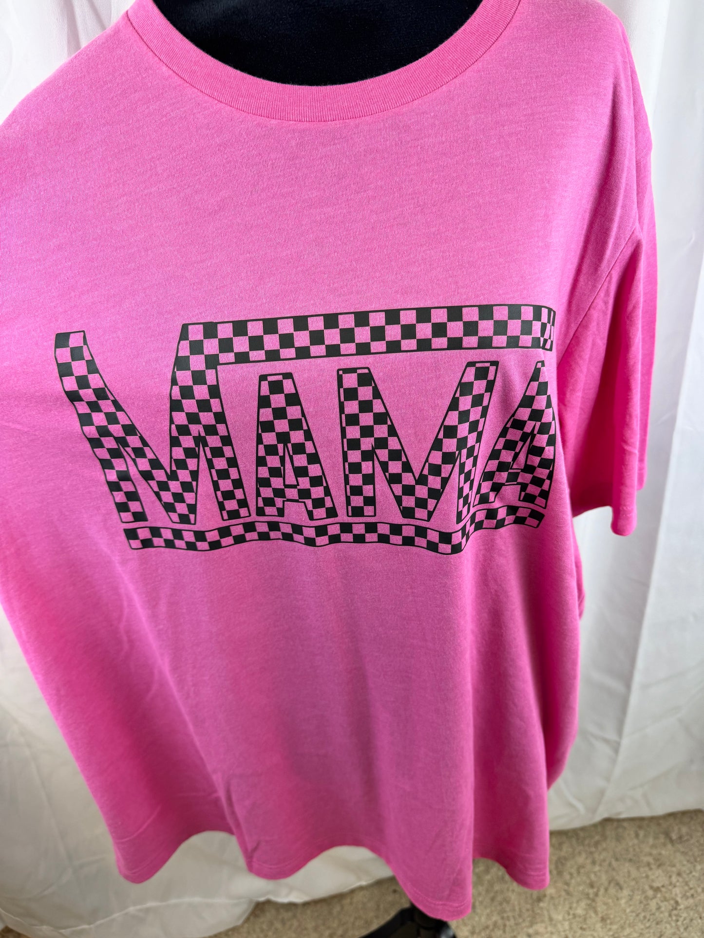 Mama T-shirt with Checkered Design