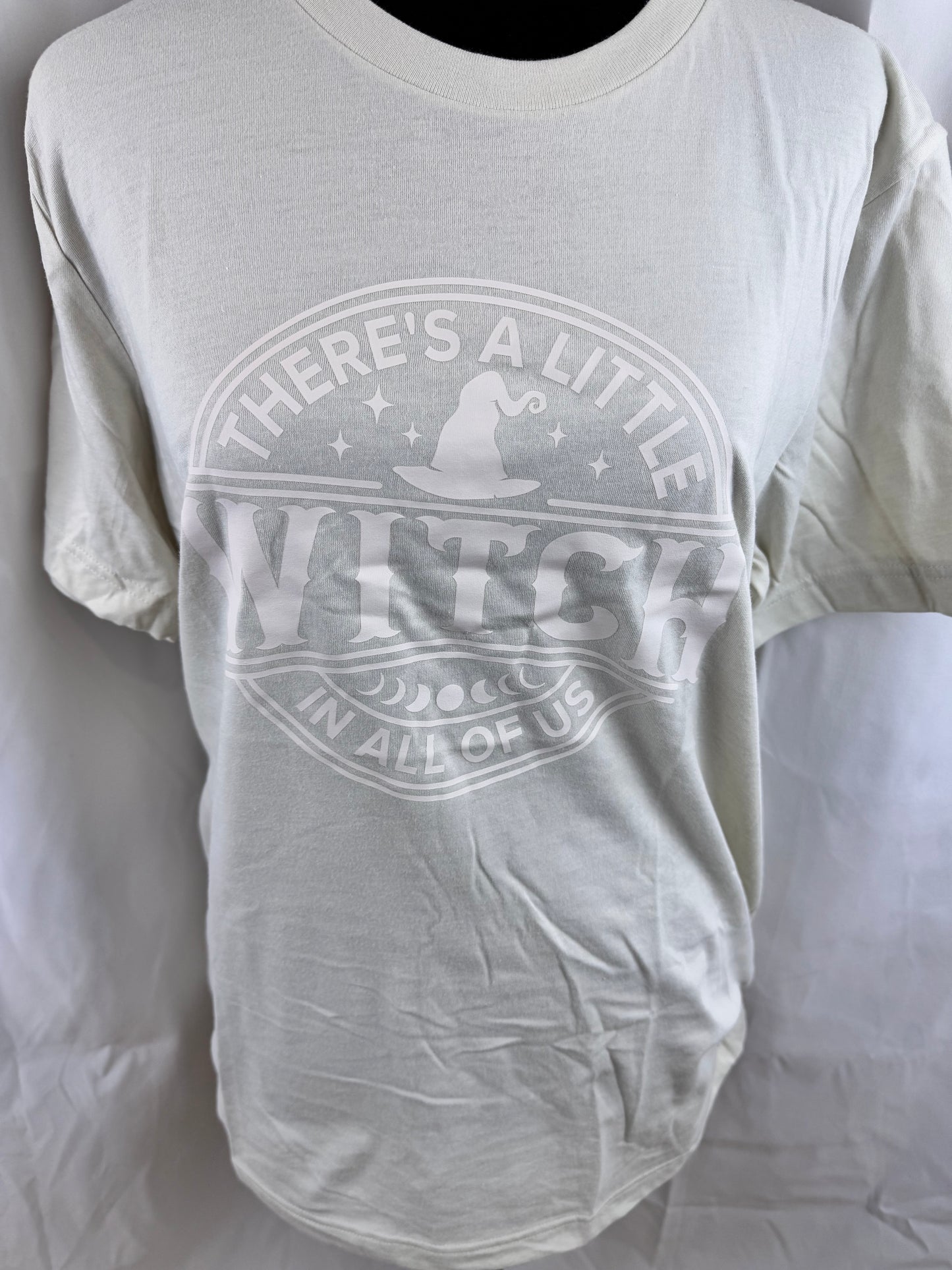 There's A Little Witch In All Of Us Oatmeal Colored Tee - Halloween Tops - Clothing For Fall