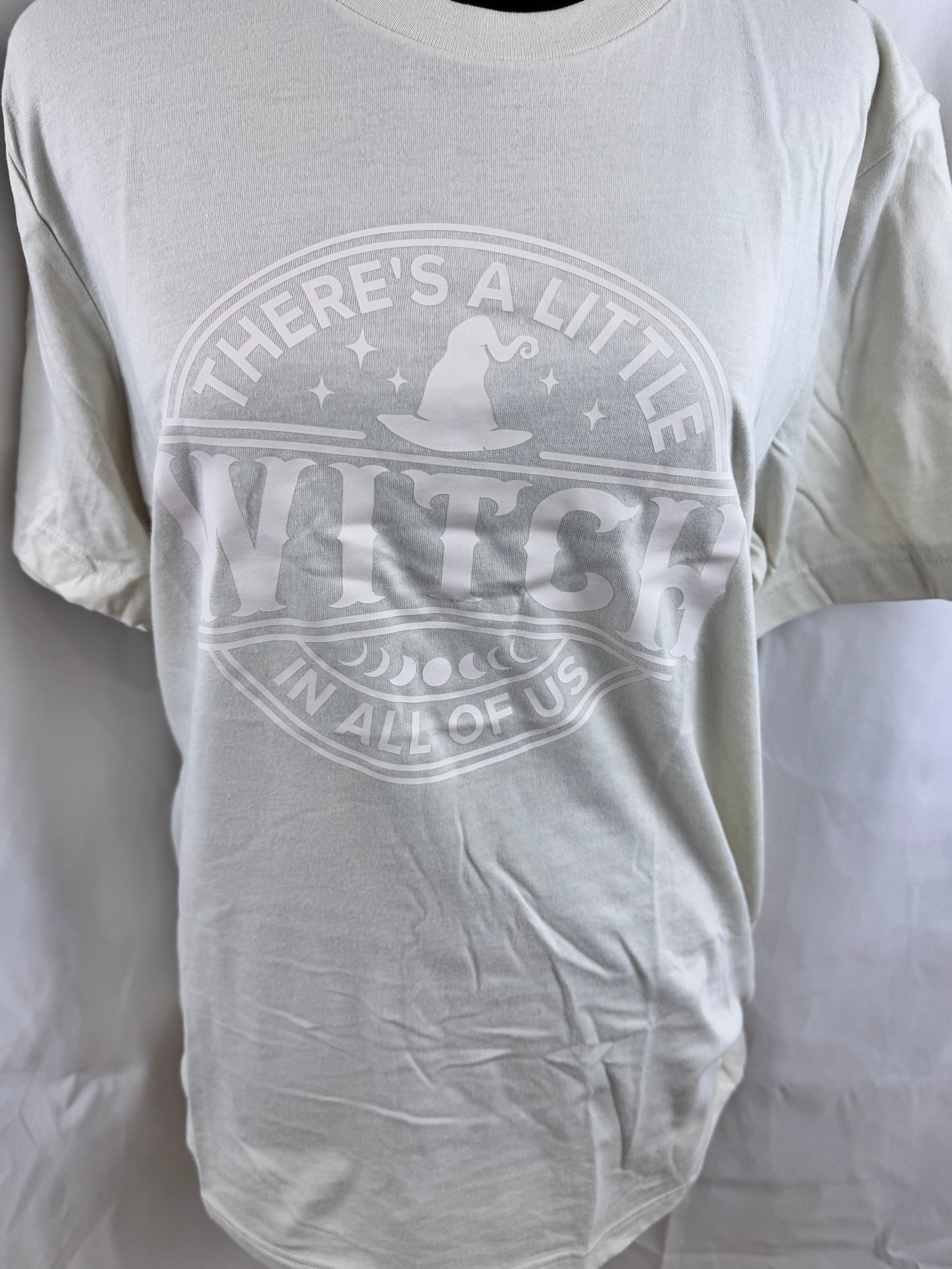 There's A Little Witch In All Of Us Oatmeal Colored Tee - Halloween Tops - Clothing For Fall
