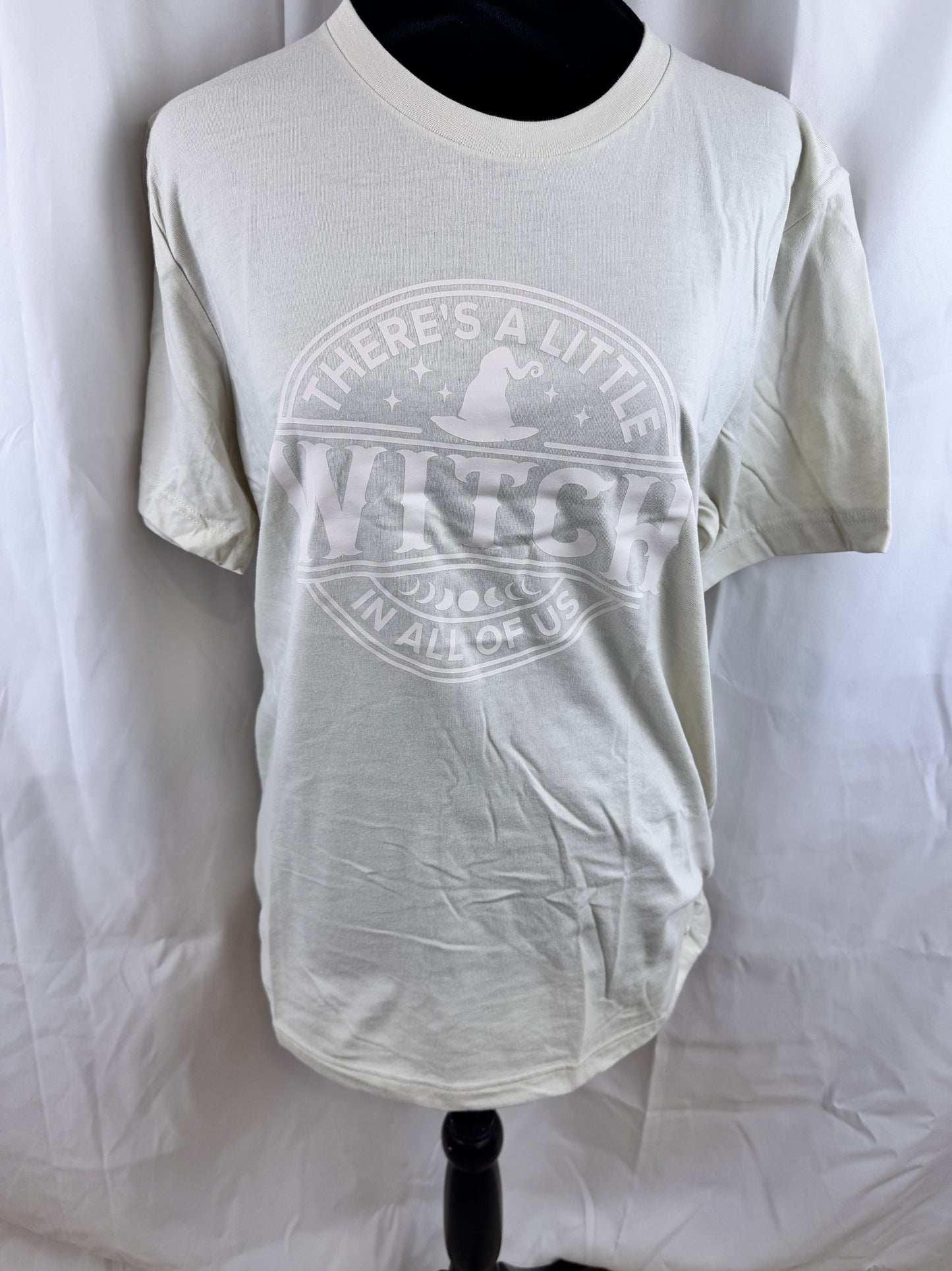 There's A Little Witch In All Of Us Oatmeal Colored Tee - Halloween Tops - Clothing For Fall