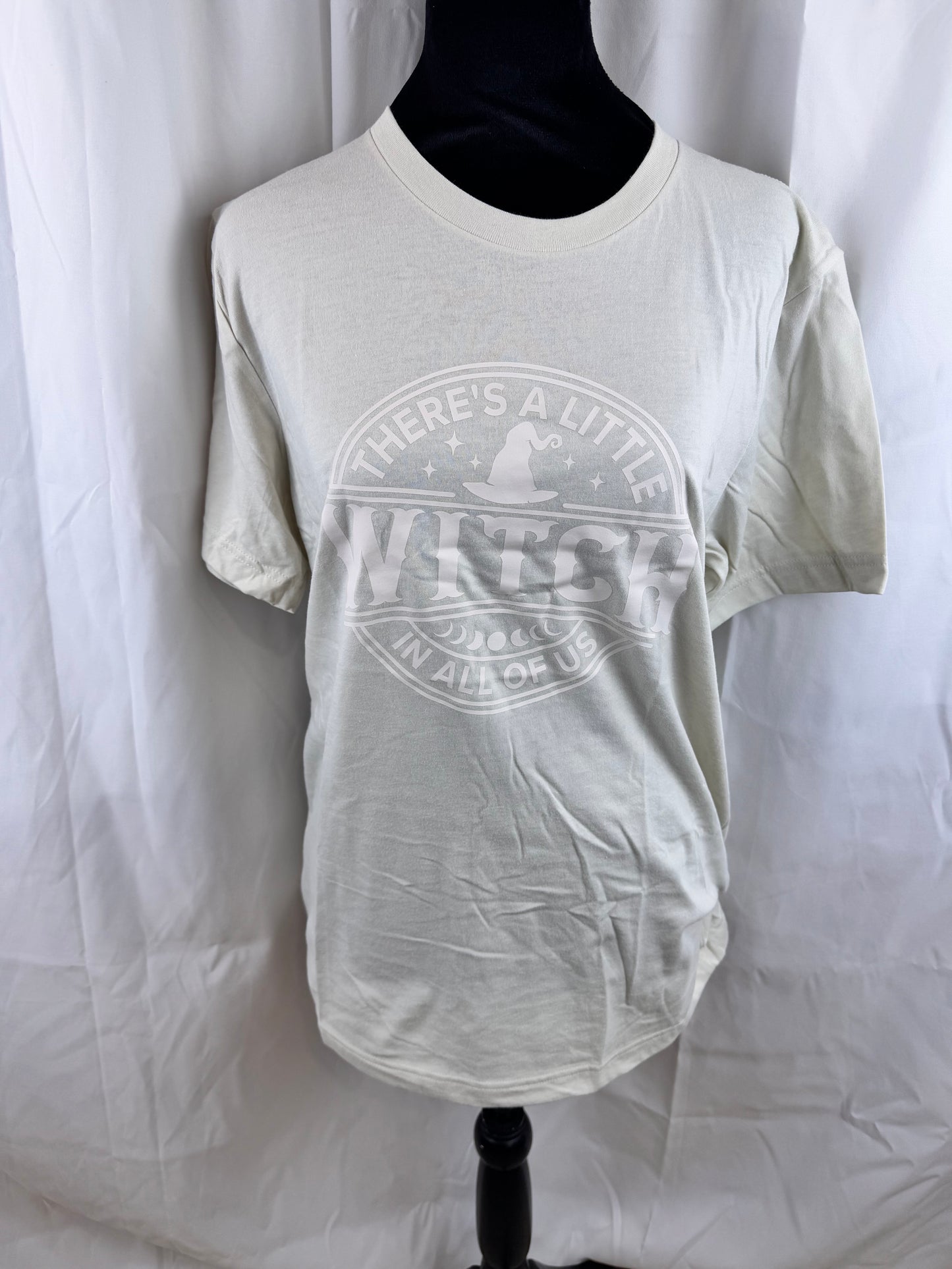 There's A Little Witch In All Of Us Oatmeal Colored Tee - Halloween Tops - Clothing For Fall