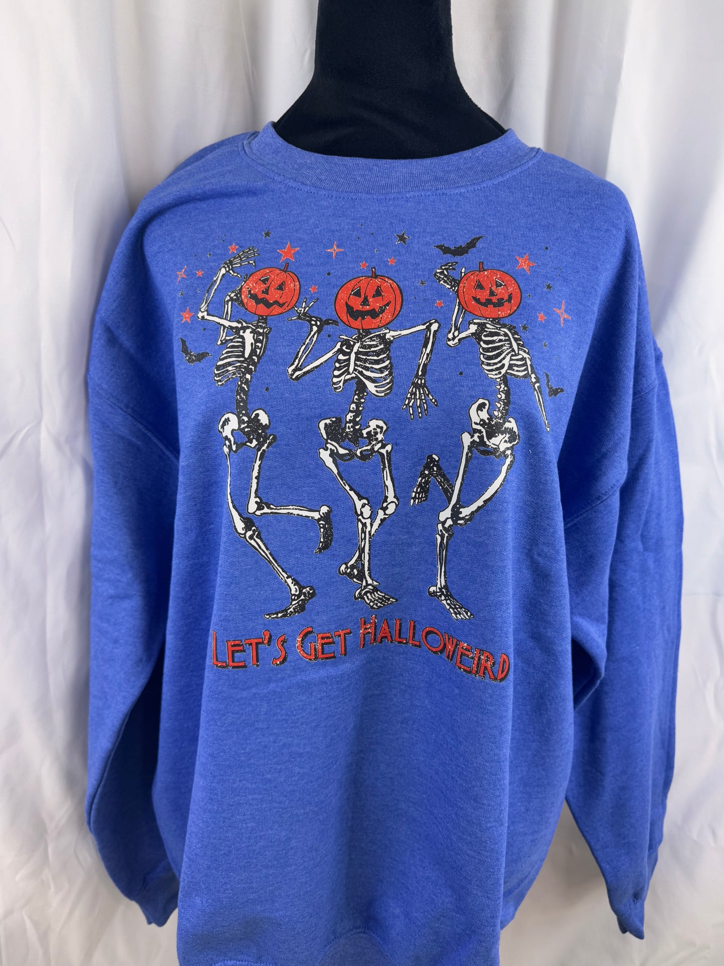 Let's Get Halloweird Fall Sweatshirt - Get Cozy For Fall - Halloween Sweatshirt With Dancing Pumpkin Skeletons