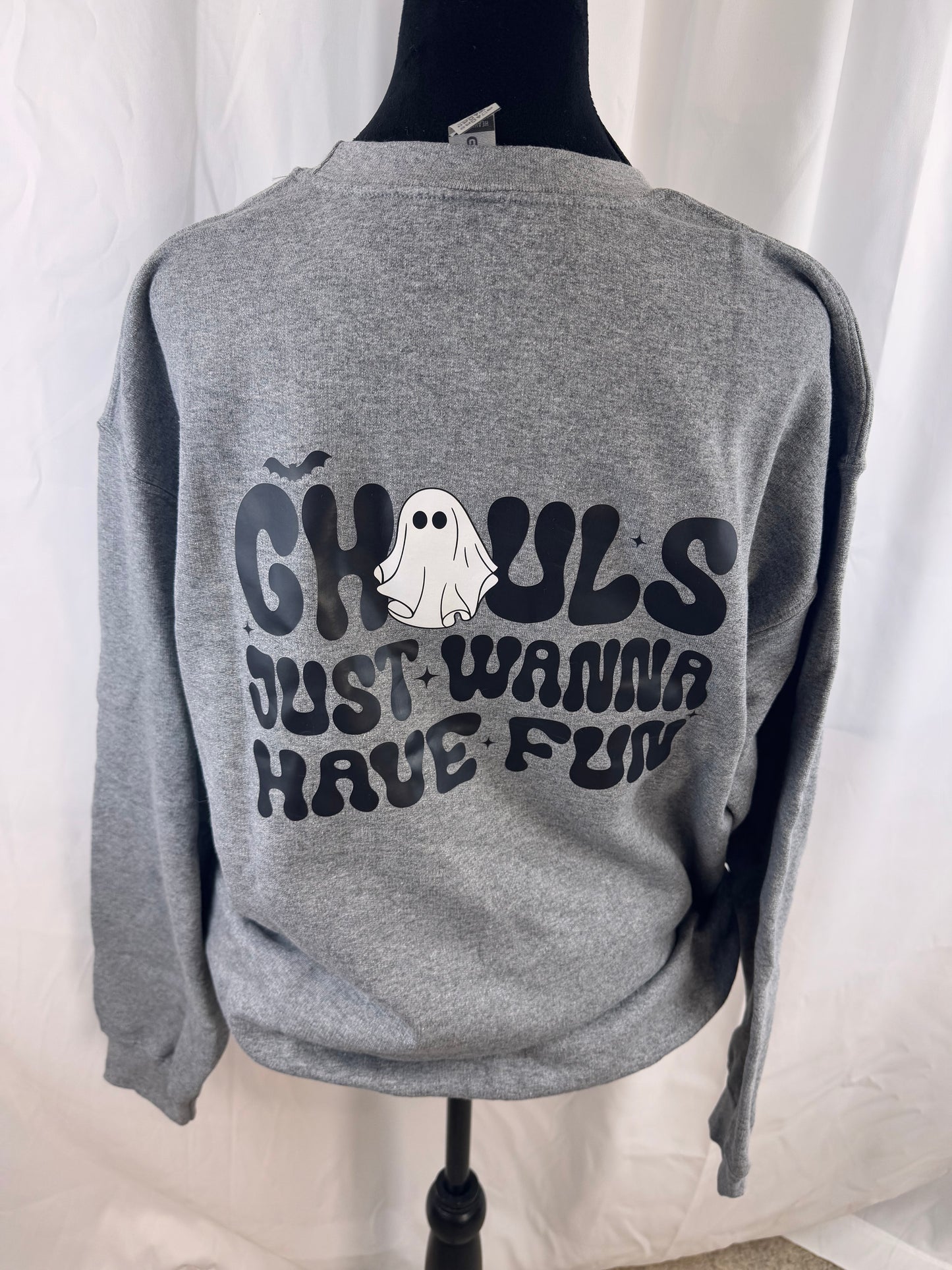 Ghouls Just Wanna Have Fun Sweatshirt - Fall Crew Neck Sweatshirt With Cute Ghost Design - Stay Warm and Cozy