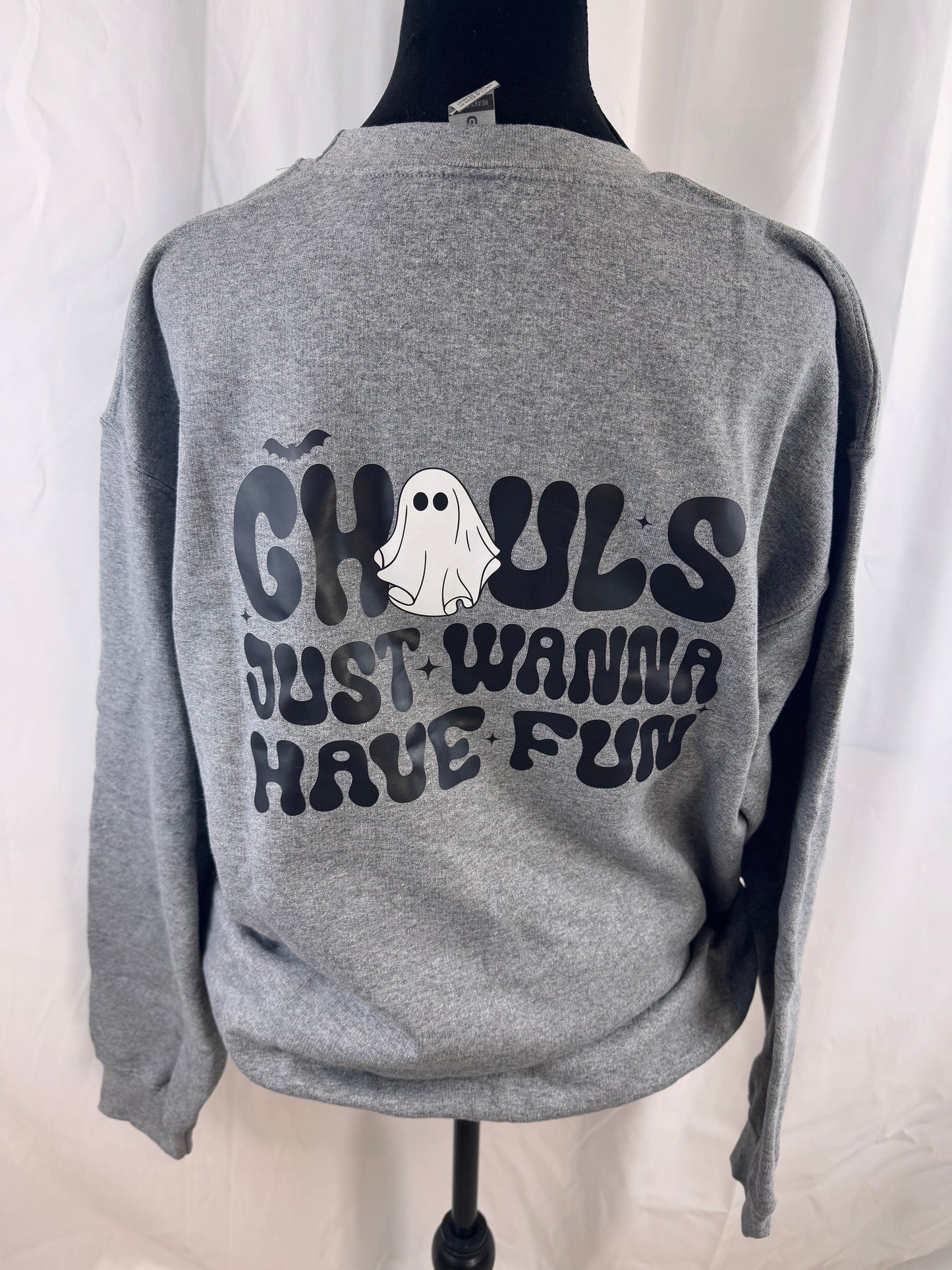 Ghouls Just Wanna Have Fun Sweatshirt - Fall Crew Neck Sweatshirt With Cute Ghost Design - Stay Warm and Cozy