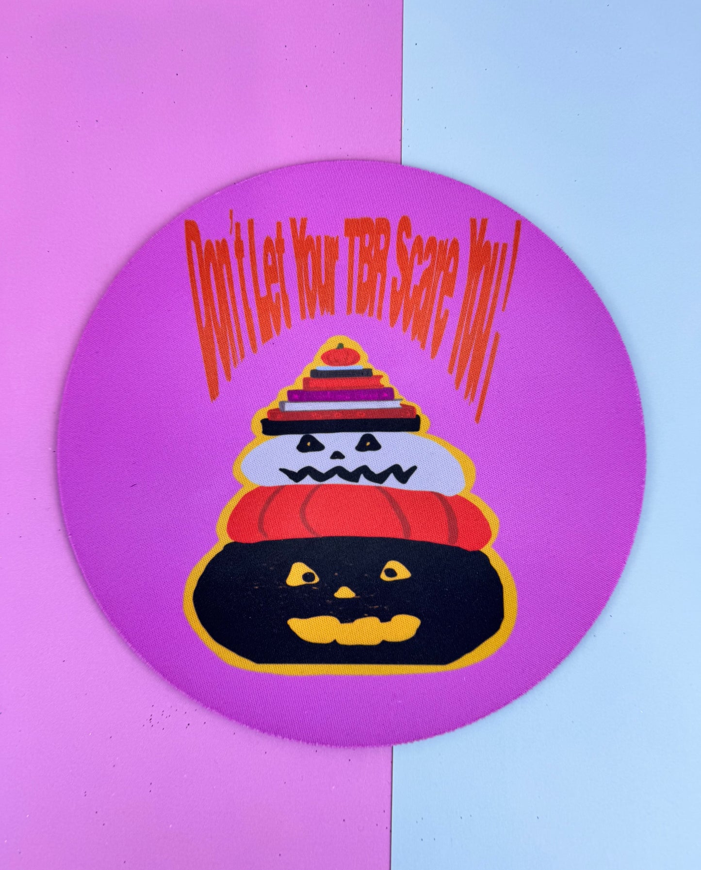 Halloween Mousepad, Round Mouse Mat, Sublimated Desk Accessory, Don't Let Your TBR Scare You, Jack-o-Lanterns, Fall Halloween Decor