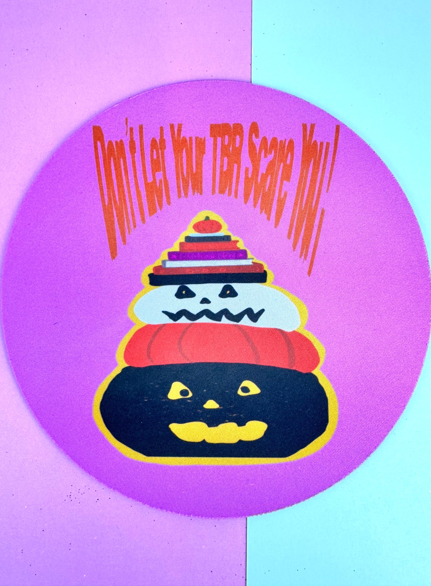 Halloween Mousepad, Round Mouse Mat, Sublimated Desk Accessory, Don't Let Your TBR Scare You, Jack-o-Lanterns, Fall Halloween Decor