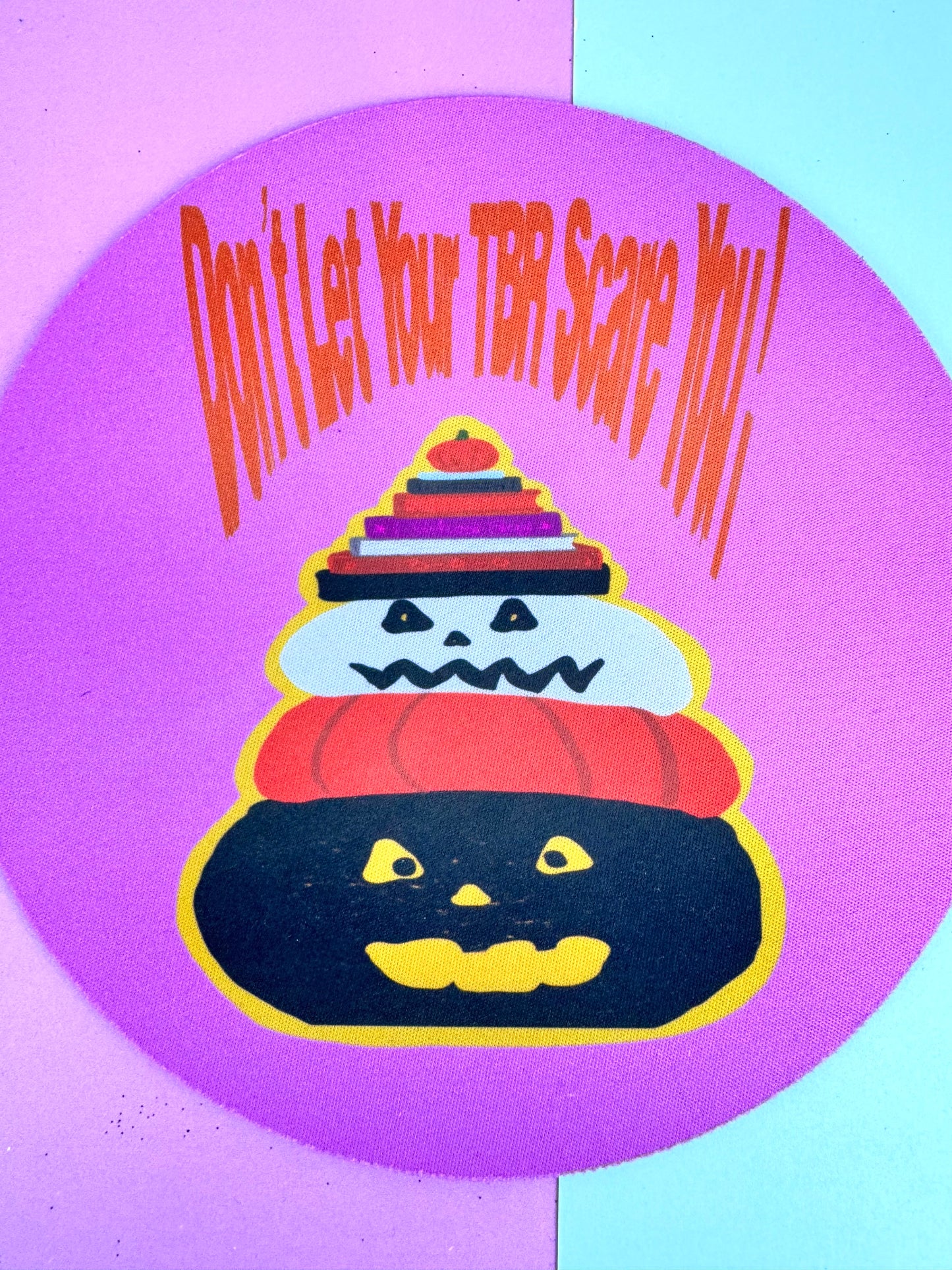 Halloween Mousepad, Round Mouse Mat, Sublimated Desk Accessory, Don't Let Your TBR Scare You, Jack-o-Lanterns, Fall Halloween Decor