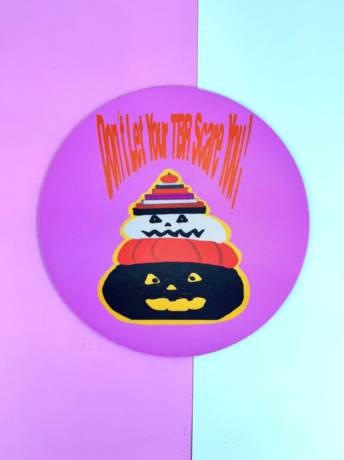 Halloween Mousepad, Round Mouse Mat, Sublimated Desk Accessory, Don't Let Your TBR Scare You, Jack-o-Lanterns, Fall Halloween Decor