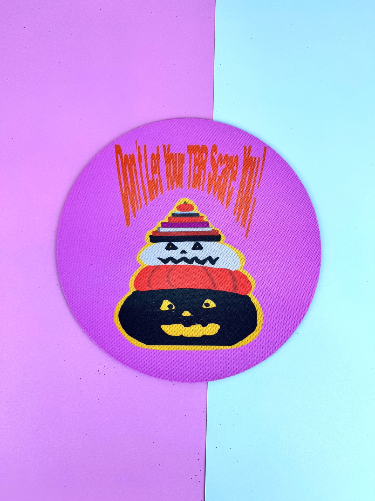 Halloween Mousepad, Round Mouse Mat, Sublimated Desk Accessory, Don't Let Your TBR Scare You, Jack-o-Lanterns, Fall Halloween Decor
