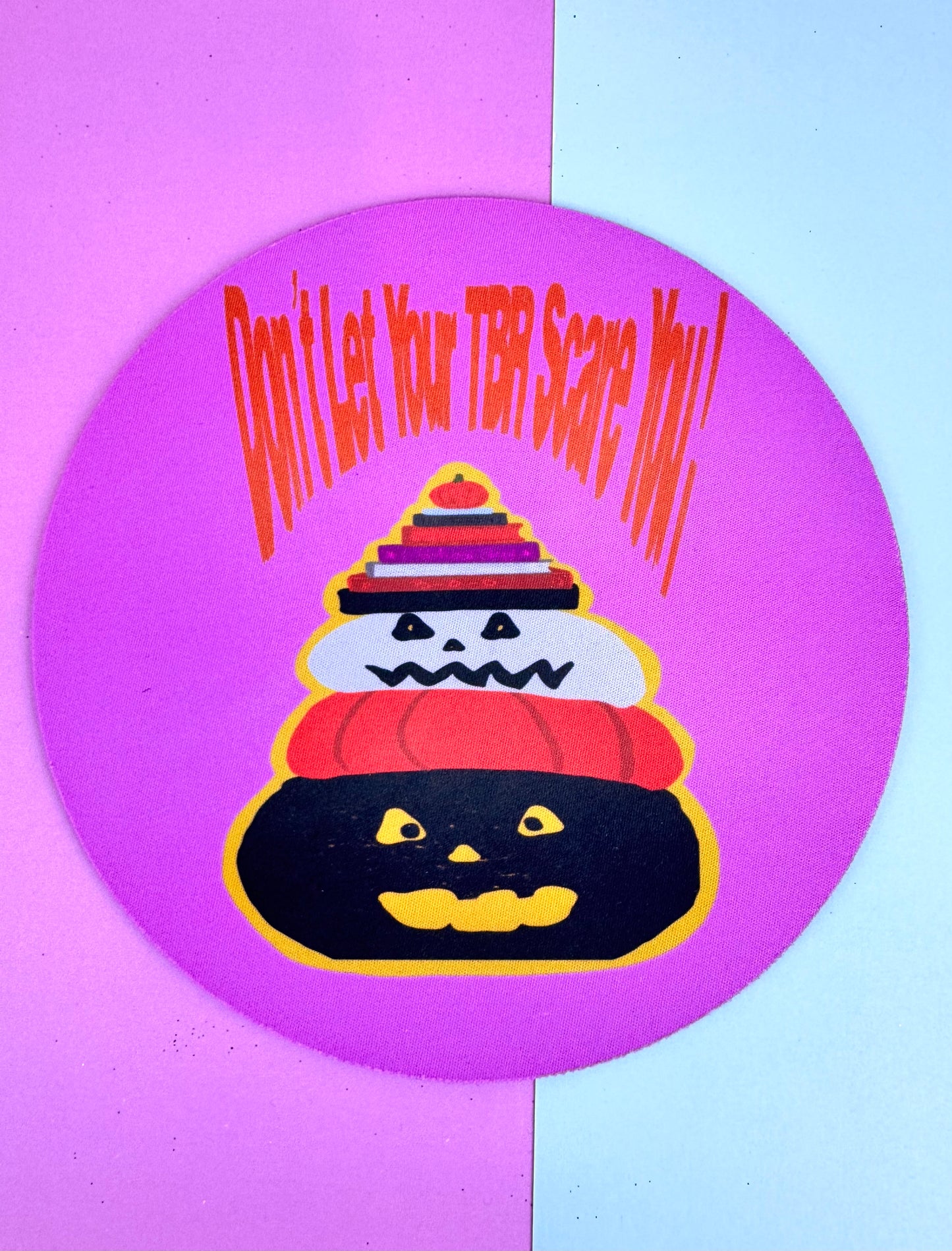 Halloween Mousepad, Round Mouse Mat, Sublimated Desk Accessory, Don't Let Your TBR Scare You, Jack-o-Lanterns, Fall Halloween Decor