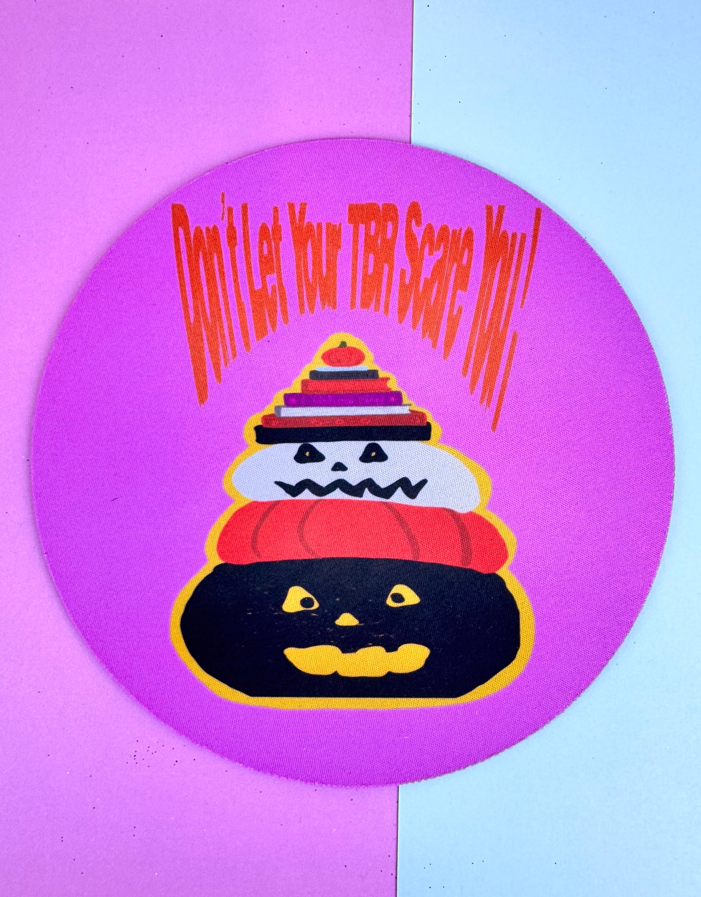 Halloween Mousepad, Round Mouse Mat, Sublimated Desk Accessory, Don't Let Your TBR Scare You, Jack-o-Lanterns, Fall Halloween Decor