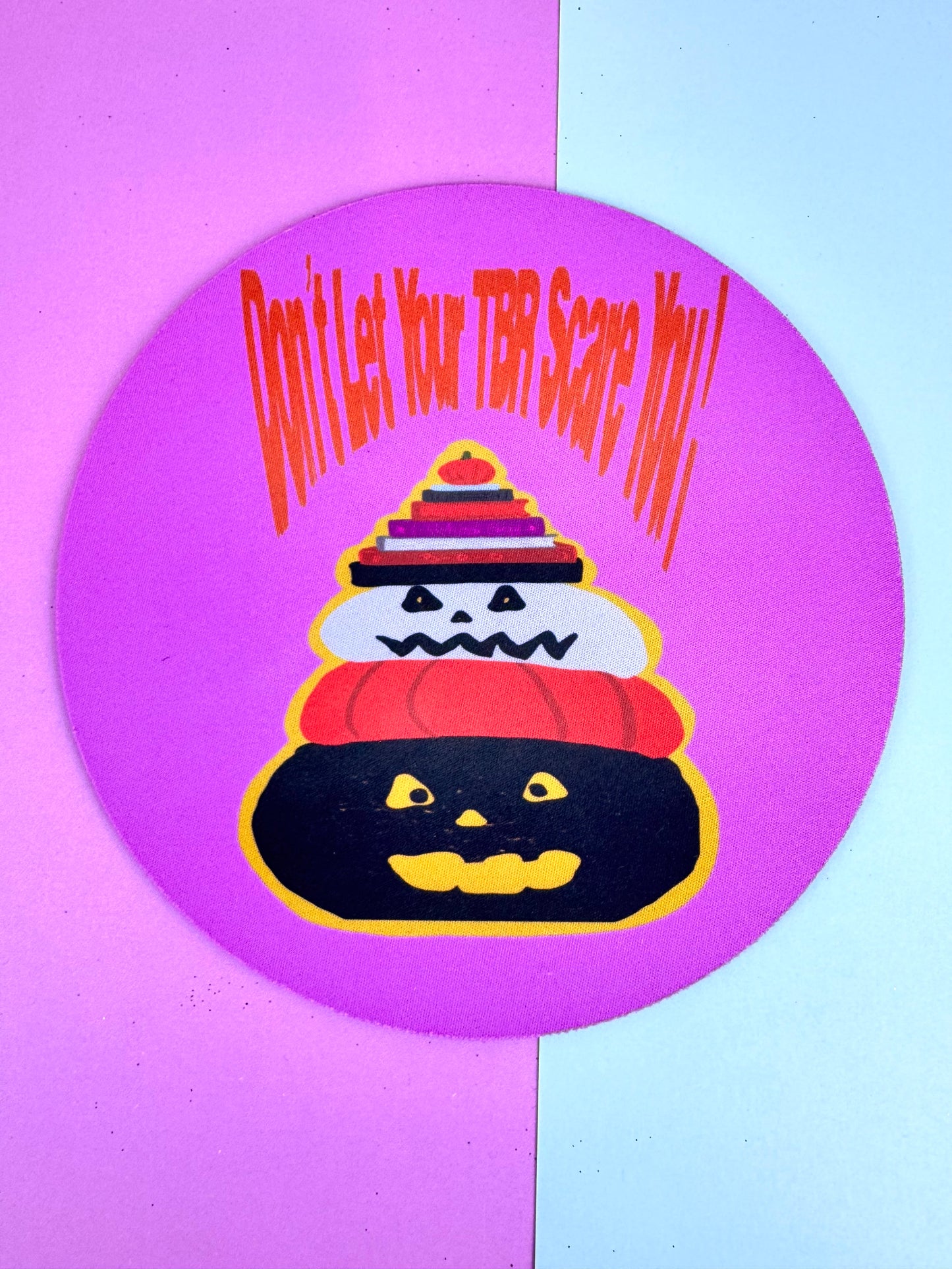 Halloween Mousepad, Round Mouse Mat, Sublimated Desk Accessory, Don't Let Your TBR Scare You, Jack-o-Lanterns, Fall Halloween Decor