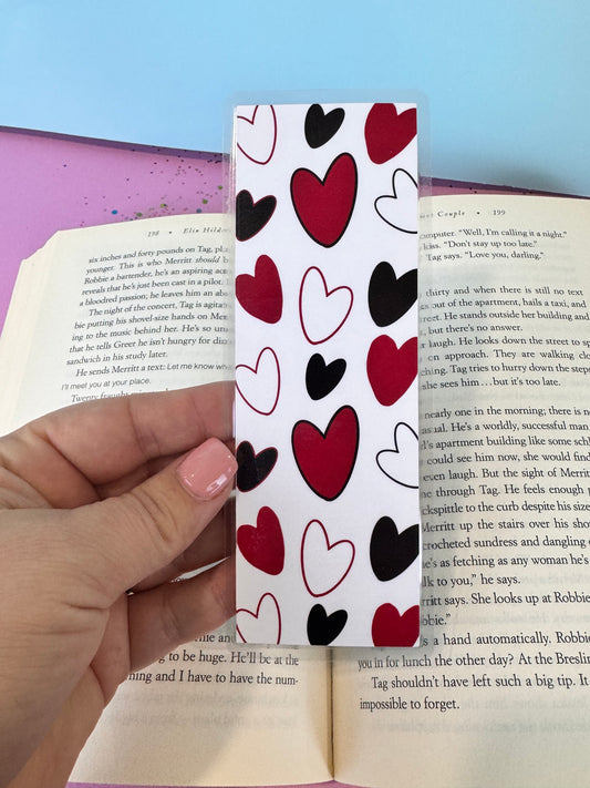 Black and Red Hearts Bookmarks