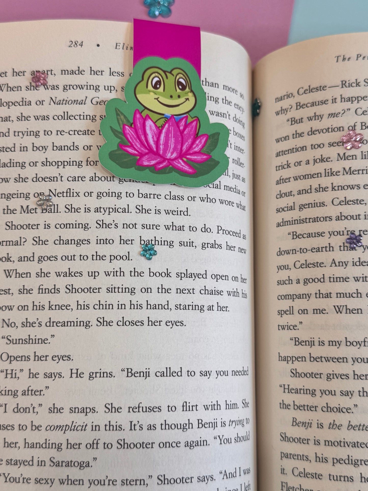 Cute Frog Reading On A Lily Pad Magnetic Bookmark For Readers