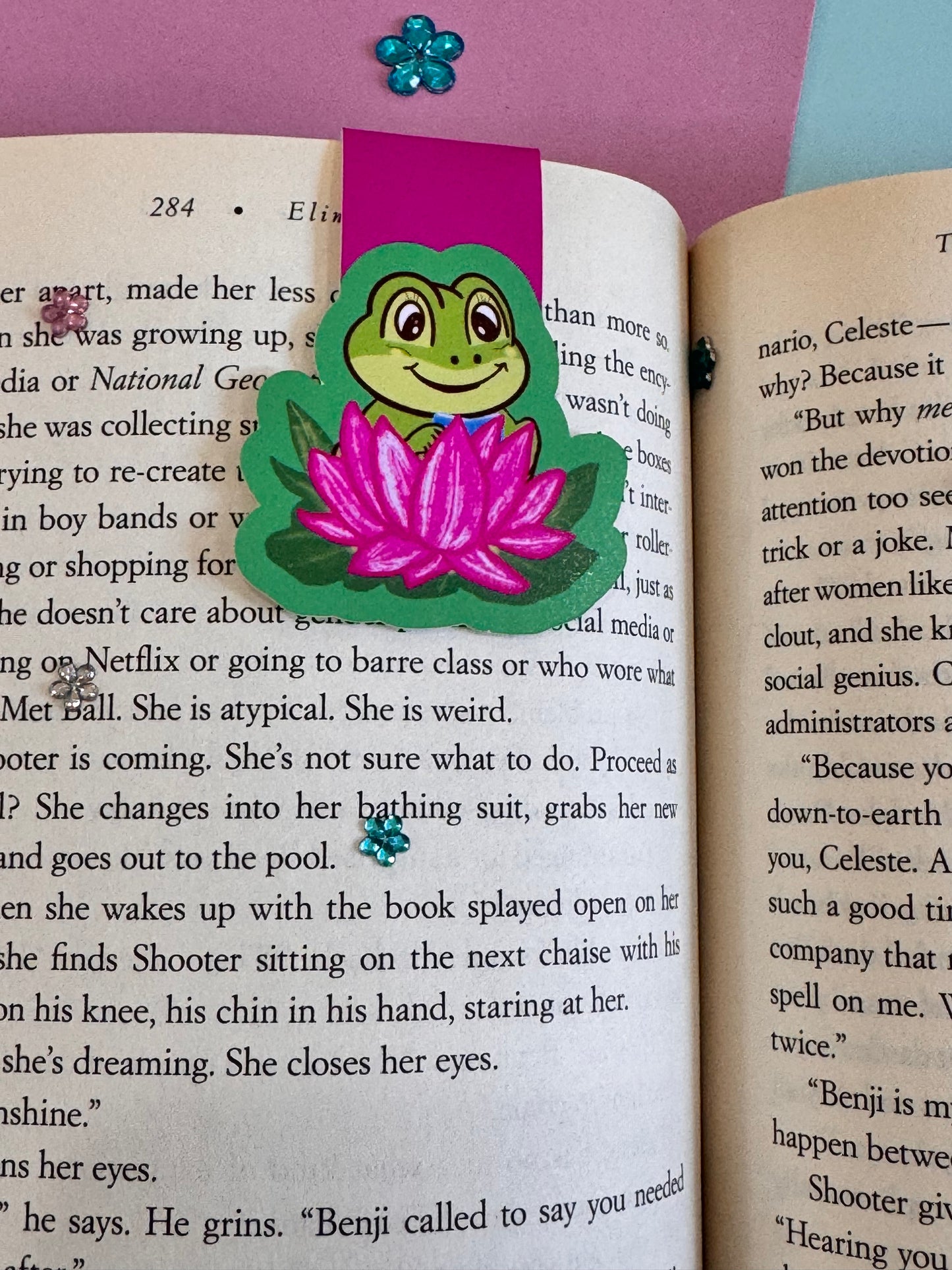 Cute Frog Reading On A Lily Pad Magnetic Bookmark For Readers