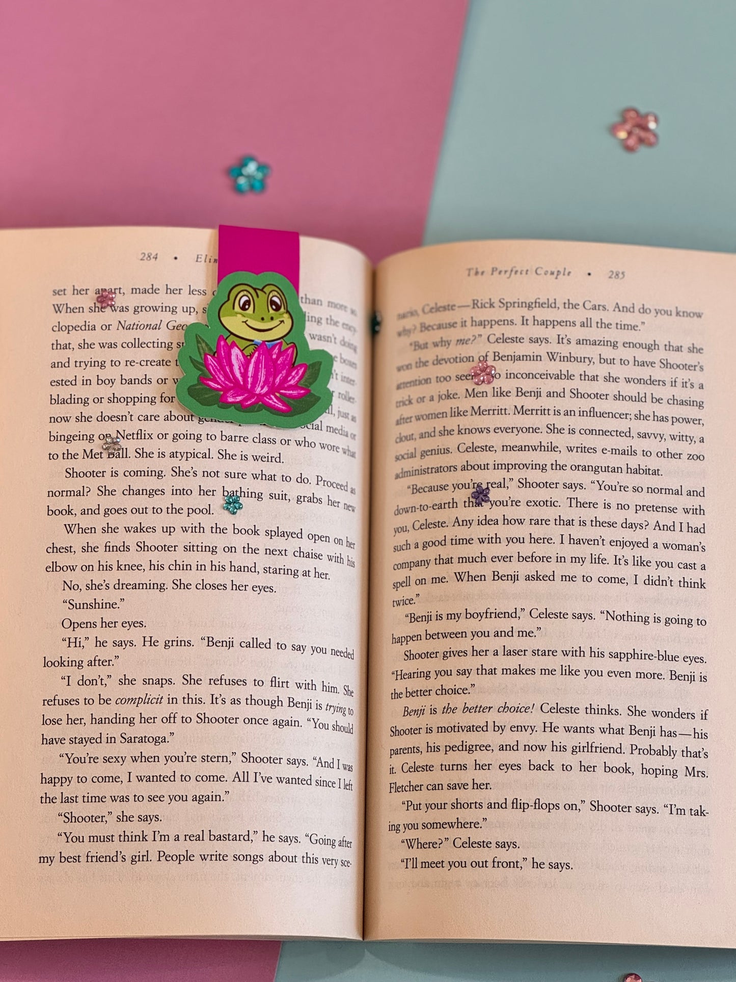 Cute Frog Reading On A Lily Pad Magnetic Bookmark For Readers