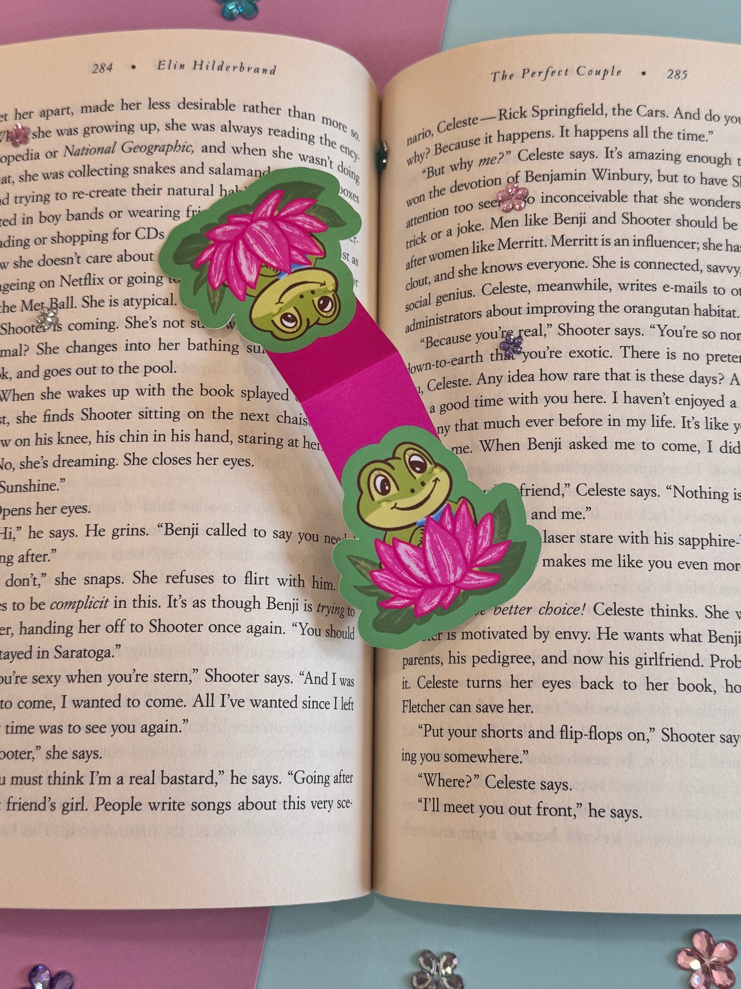 Cute Frog Reading On A Lily Pad Magnetic Bookmark For Readers