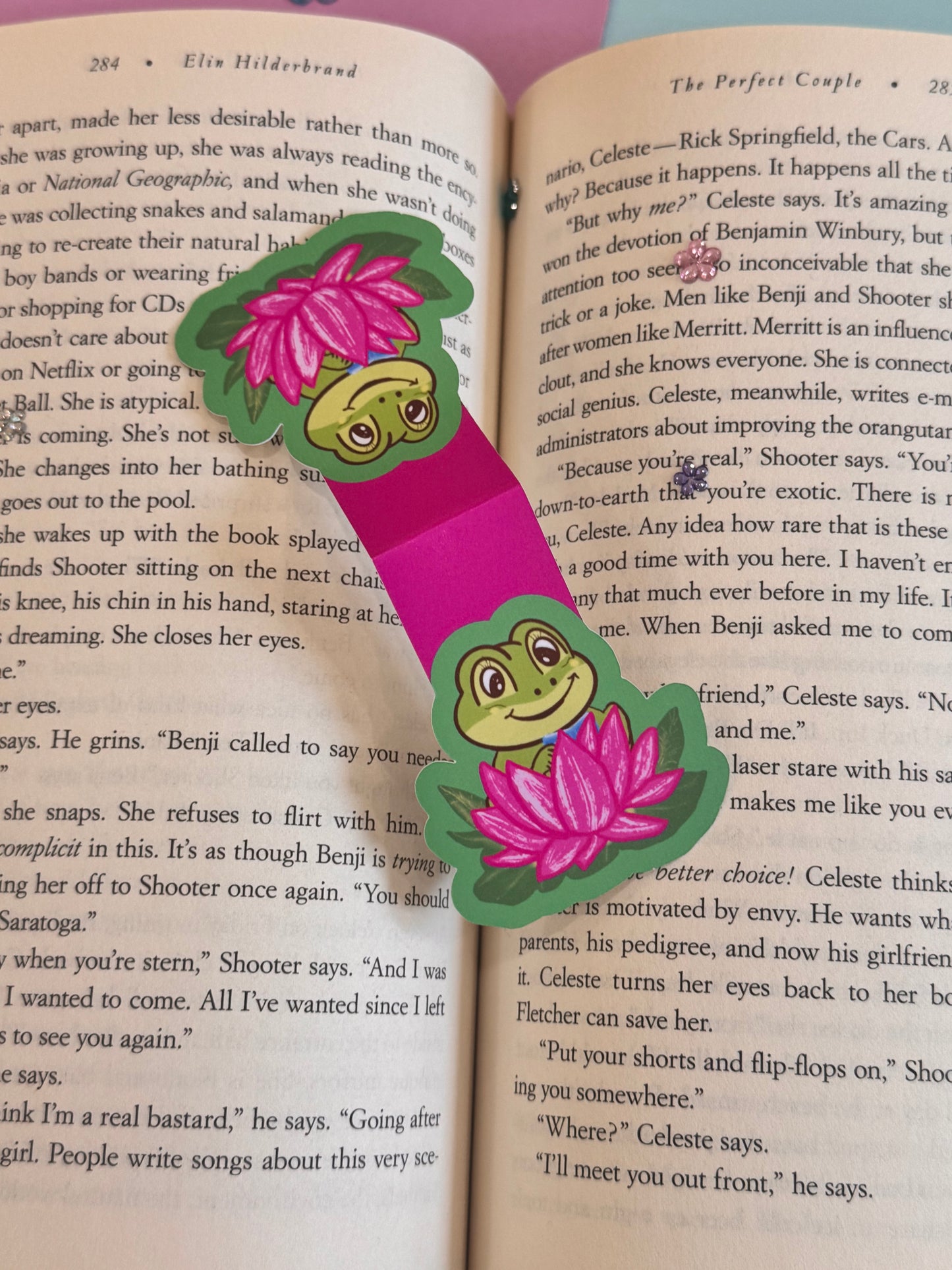 Cute Frog Reading On A Lily Pad Magnetic Bookmark For Readers