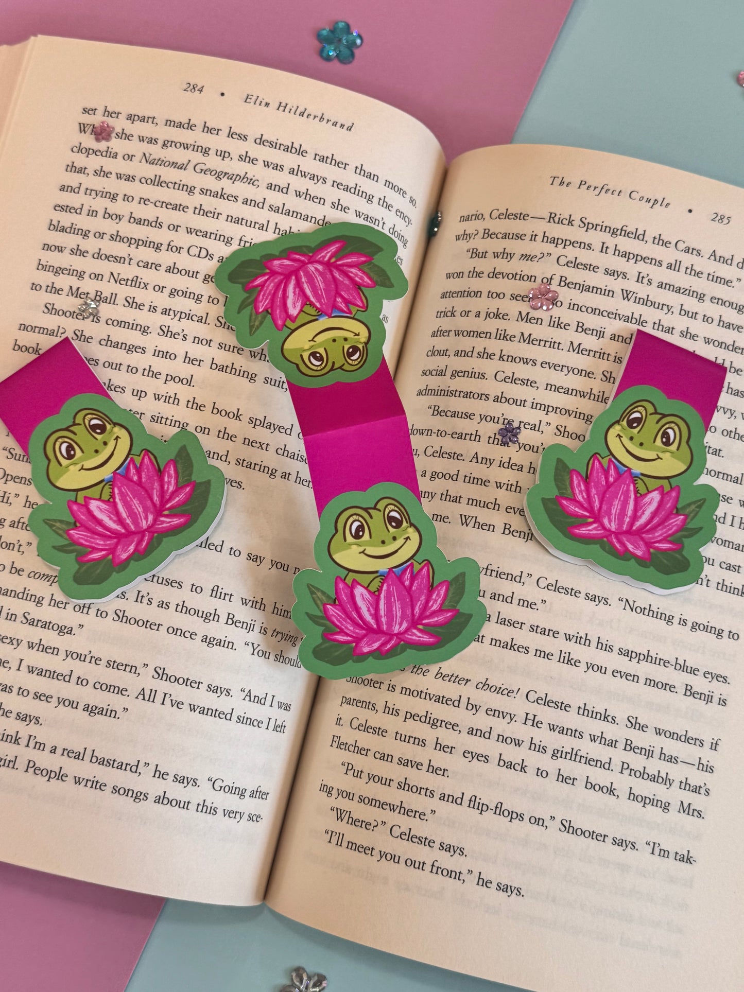 Cute Frog Reading On A Lily Pad Magnetic Bookmark For Readers