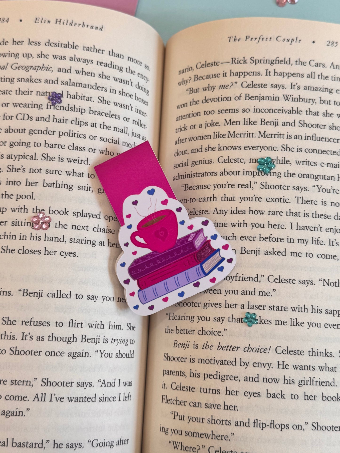 Coffee and Love Magnetic Bookmark, Page Saver for Book Lovers, Read More Books, Original Artwork
