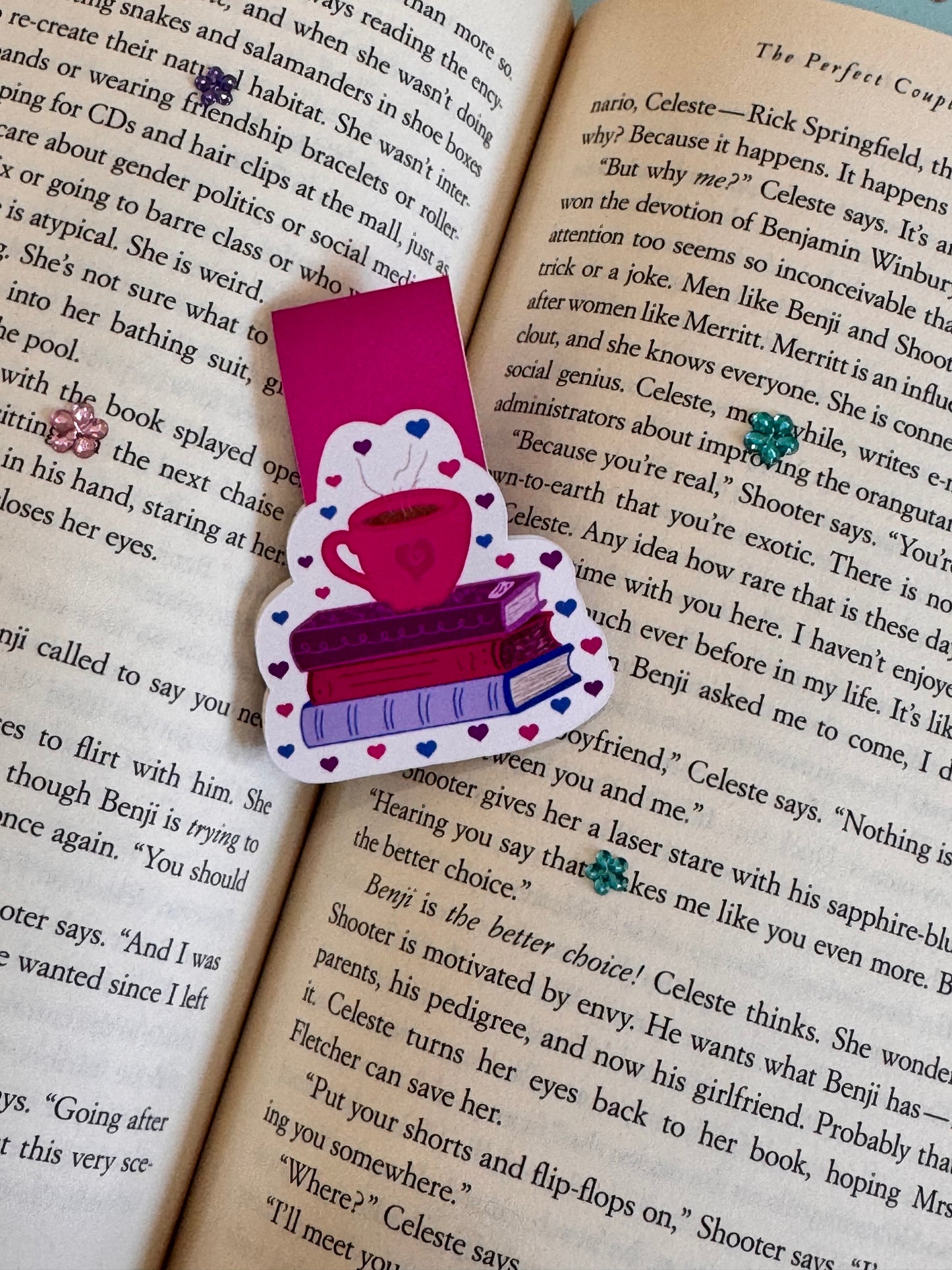 Coffee and Love Magnetic Bookmark, Page Saver for Book Lovers, Read More Books, Original Artwork