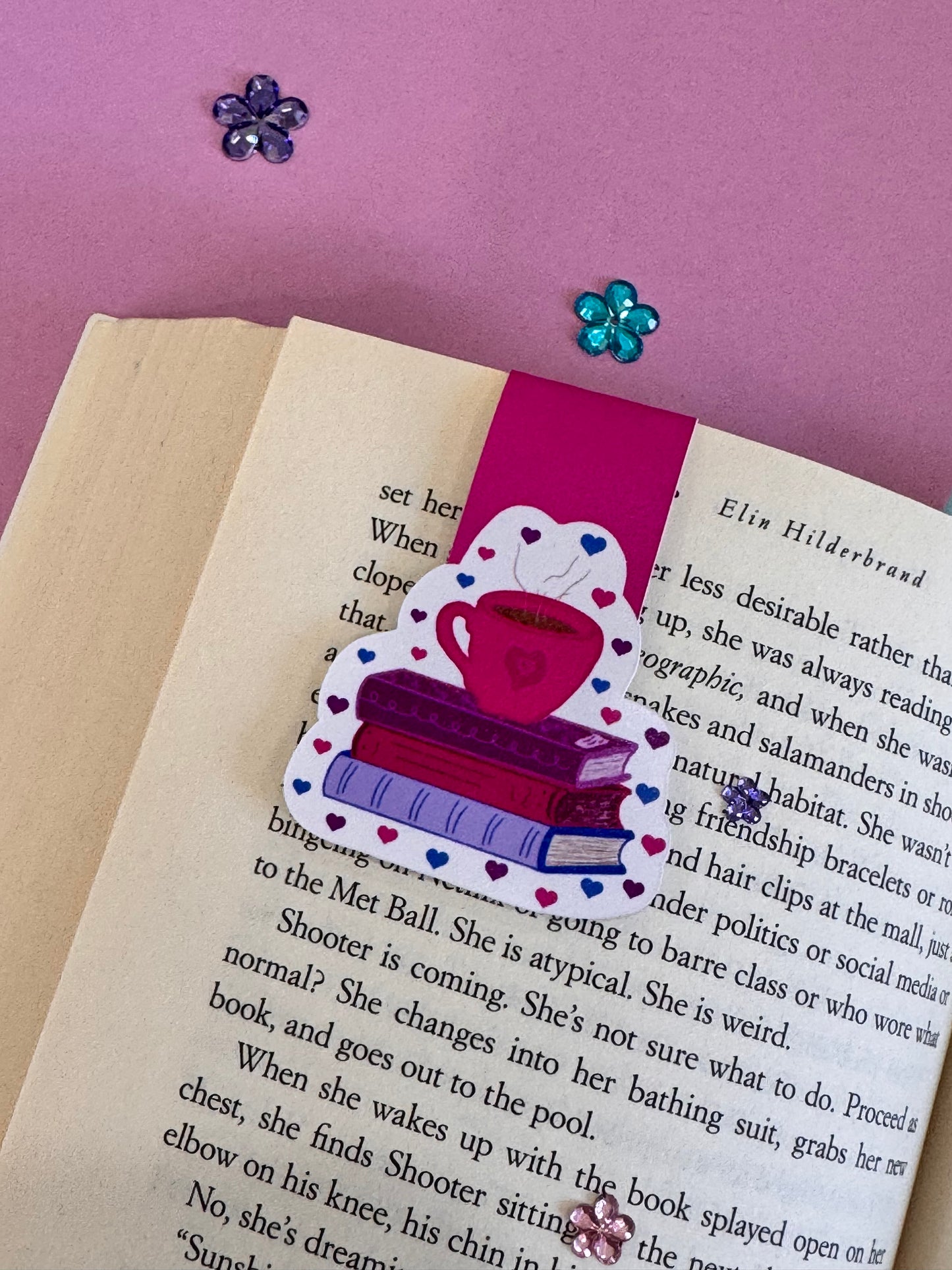 Coffee and Love Magnetic Bookmark, Page Saver for Book Lovers, Read More Books, Original Artwork