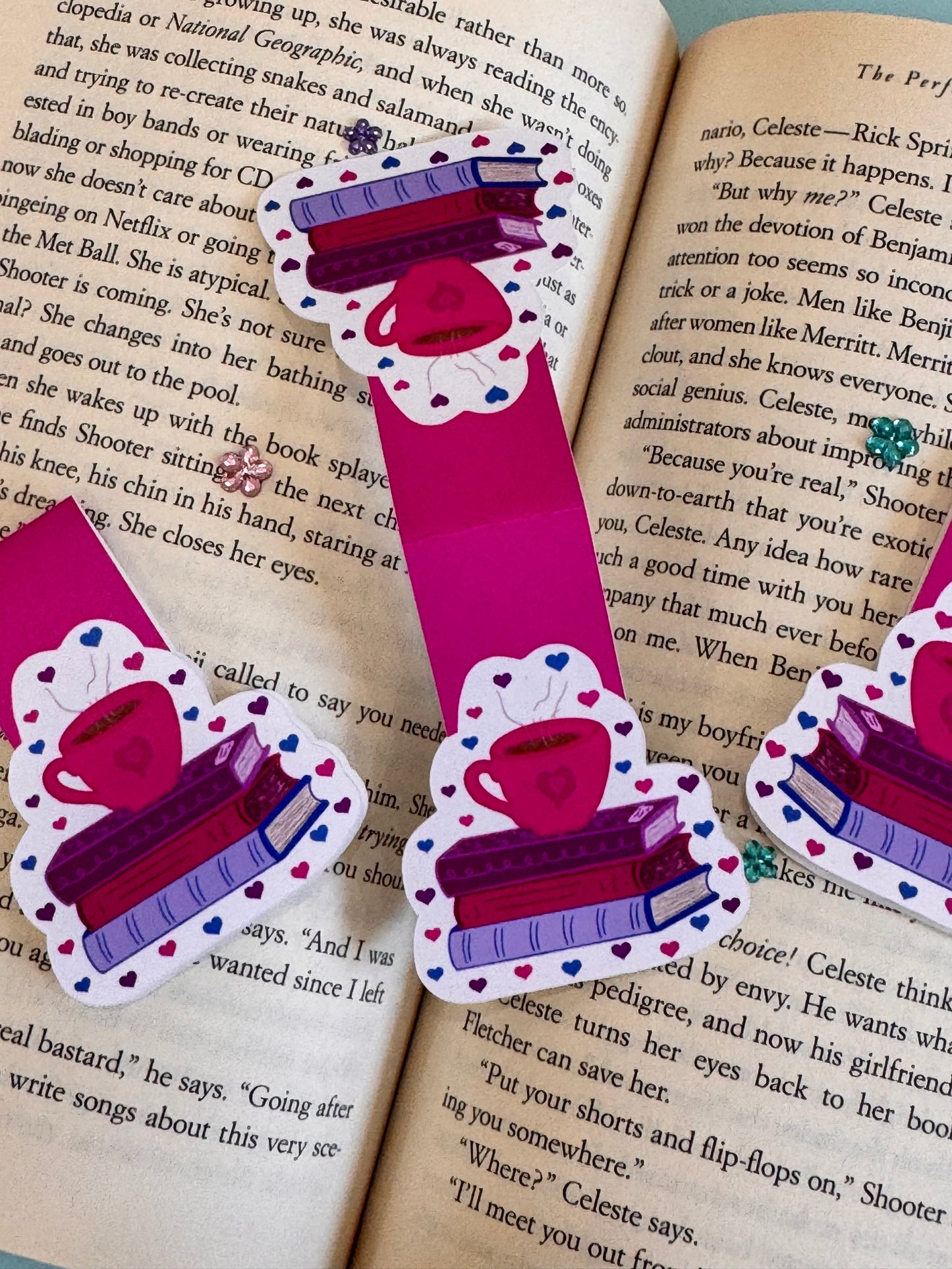 Coffee and Love Magnetic Bookmark, Page Saver for Book Lovers, Read More Books, Original Artwork
